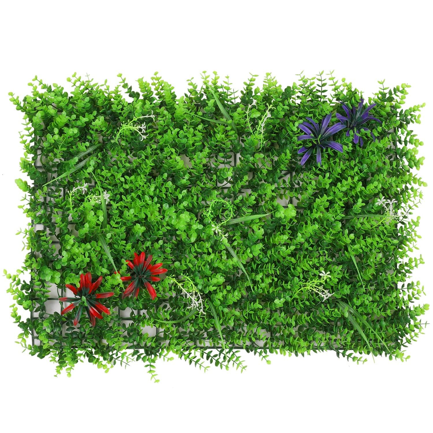 Trimming Shop Artificial Hedge Panels, Green Grass with Leaf & Flower, 1pc