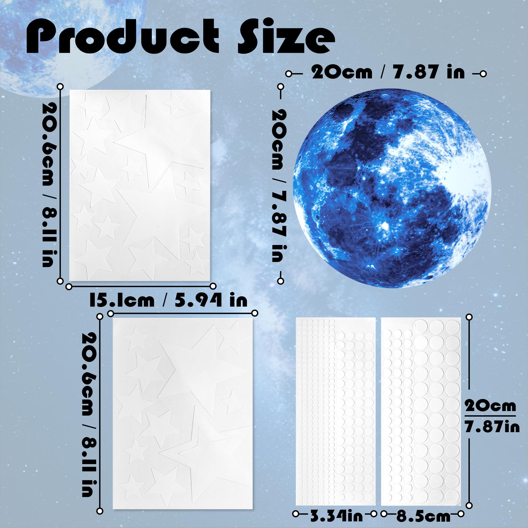 Glow in The Dark Stars for Ceiling Moon Planet Star Stickers for Wall Decor Glow in The Dark Star Stickers and Dots Wall Stickers Decor - Image 2