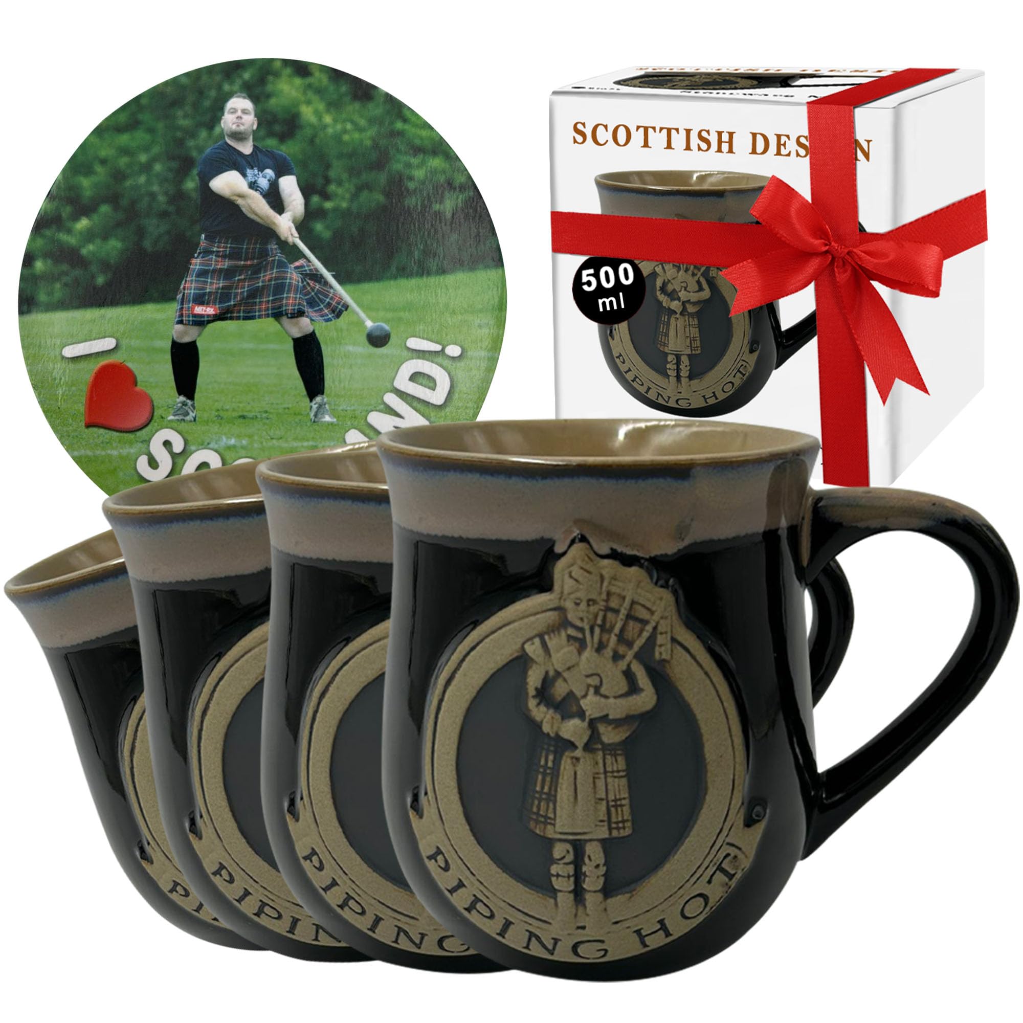 Tasses en grès noir 500 ml Glen Appin Piper Festival café thé chocolat