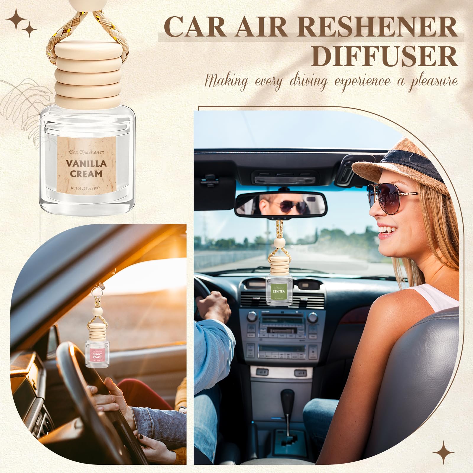 AROIC Car Air Freshener for Women 6 Pack Air Freshener Diffuser Hanging Air Fragrance Essential Oil Diffuser Car — view 6