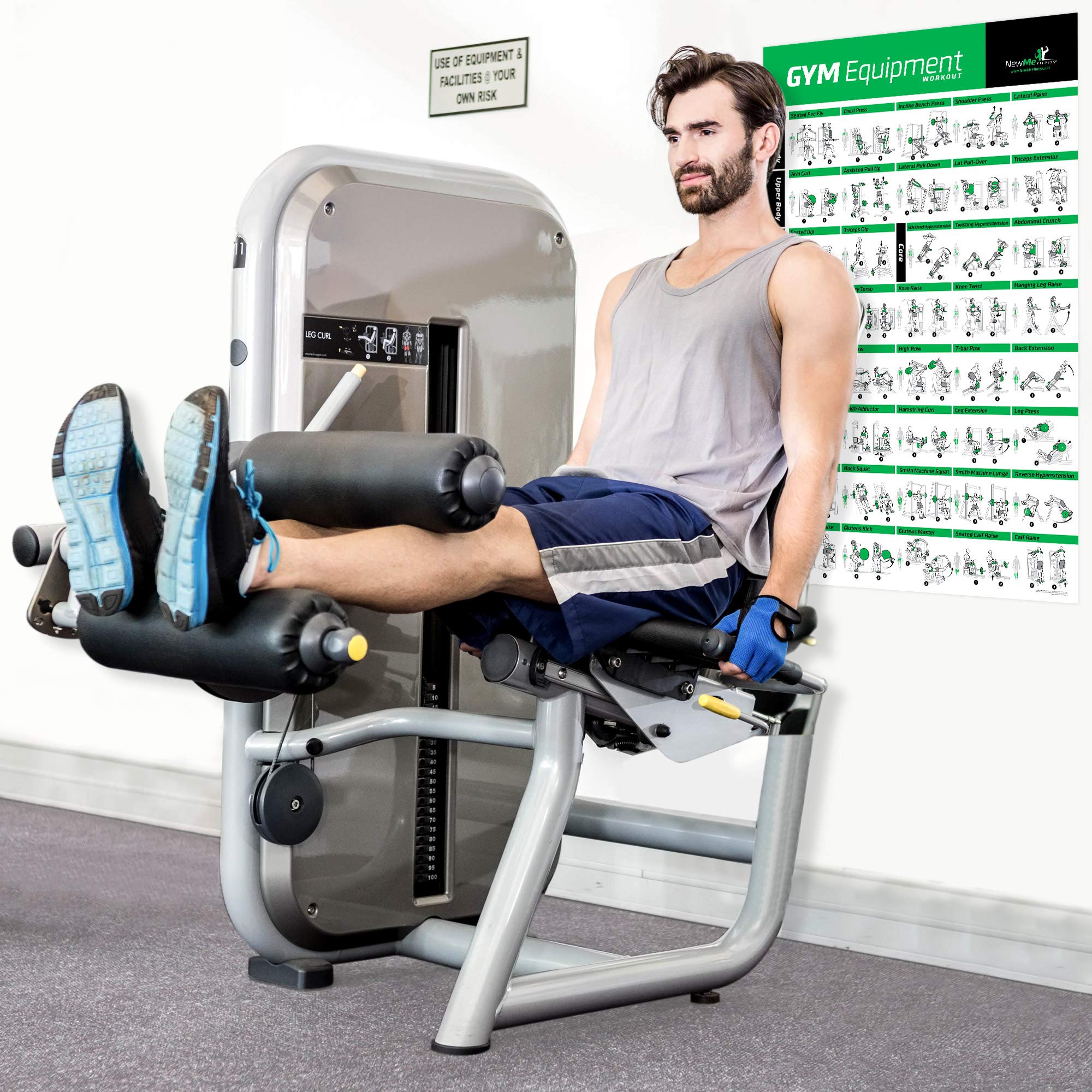 Gym Equipment Exercise Poster for Home or Fitness Center 20" x 30