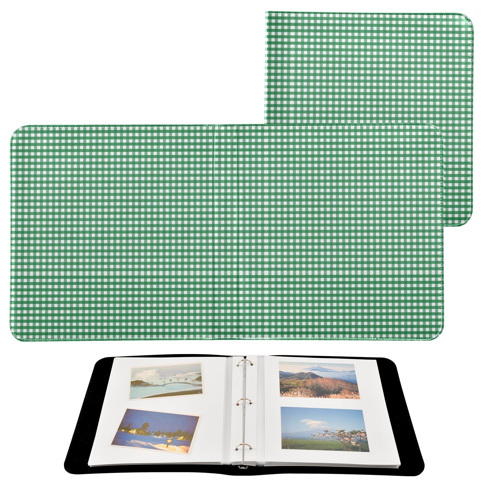 Álbumes de fotos de cuadros verdes para fotos, estanterías, álbumes de fotos autoadhesivos, para 4 x 6 pulgadas