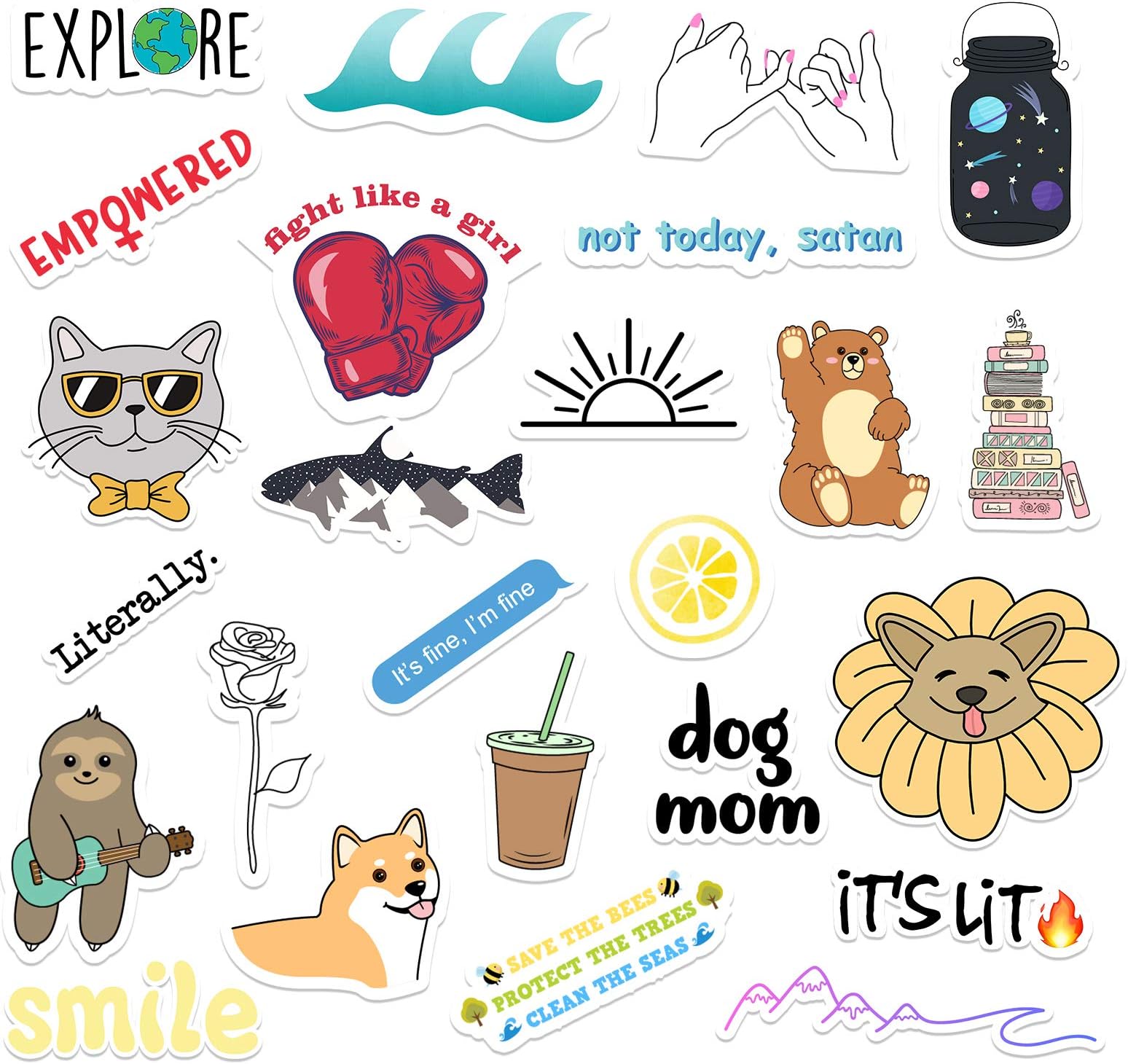 RipGrip The Carefree Bee - 25 Vinyl Stickers for Water Bottles, Laptops (Series 6)