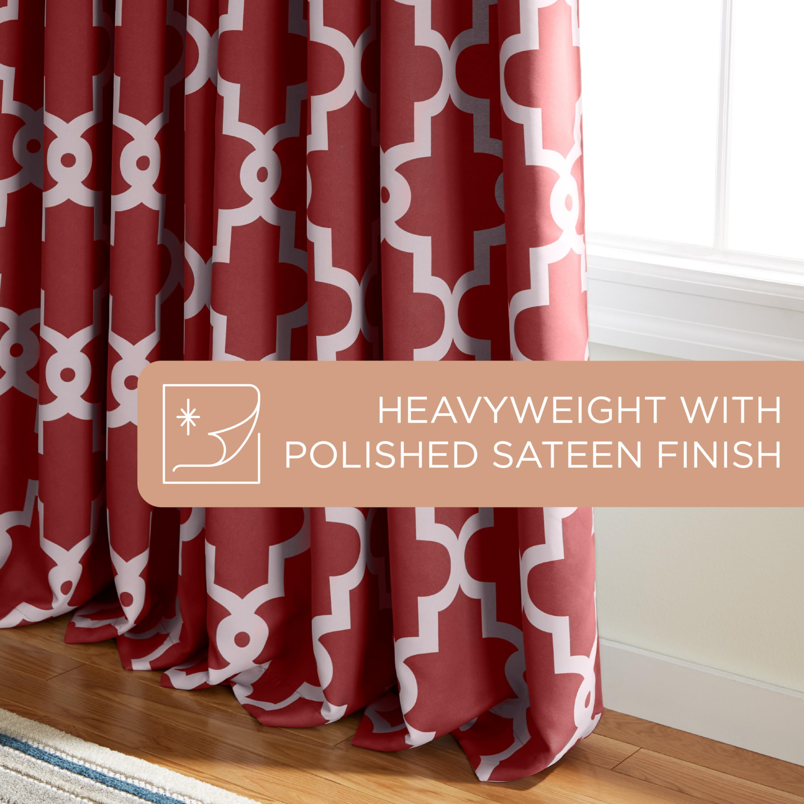 Exclusive Home Curtains Exclusif Maison Rideaux Ferronnerie en Satin de Coton tissé fenêtre Panneau de Rideau Paire, Polyester, Bordeaux, 52x84