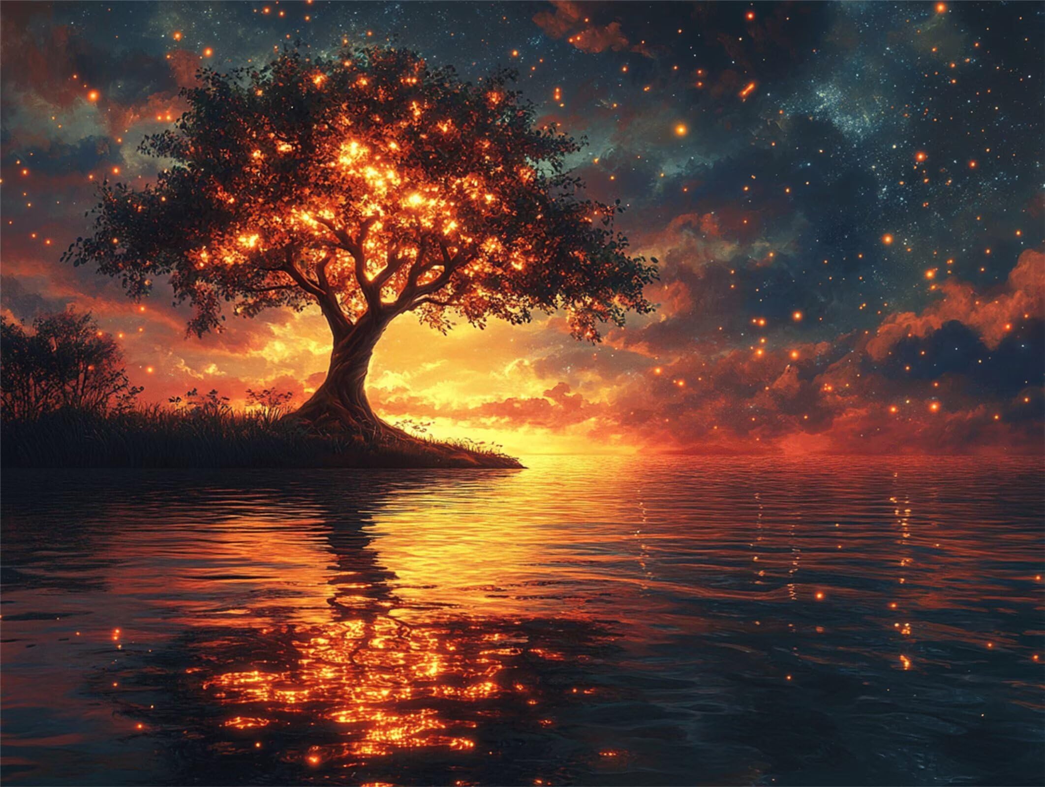 Pintar por Numeros árbol Pinturas Acrilicas Cielo estrellado Pintura por Numeros Lienzos para Pintar, Pintura Acrilica Manualidades, Decoración para Hogar, Regalos Cumpleaños, 70x90cm Sin Marco, q-830