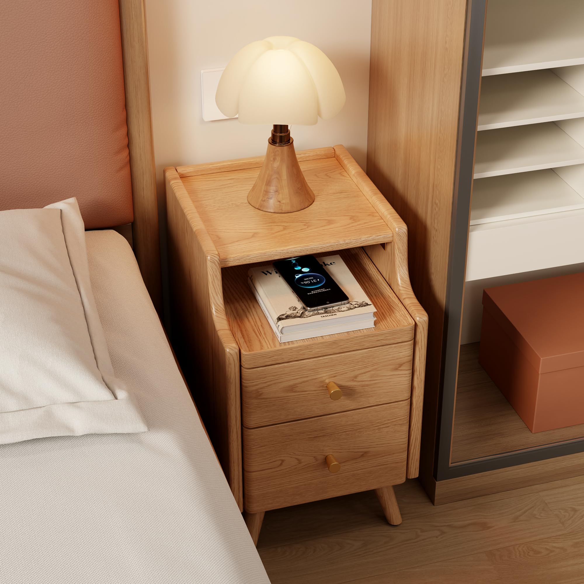 Amazon.co.jp: Mangowood ナイトテーブル スリム サイドテーブル