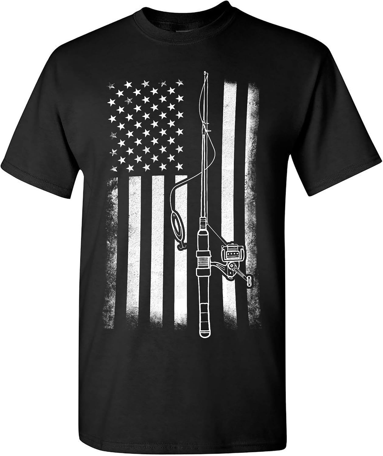 American Flag Fishing T-Shirt, Funny Mens Fishing Shirts, Mens Graphic T-Shirts