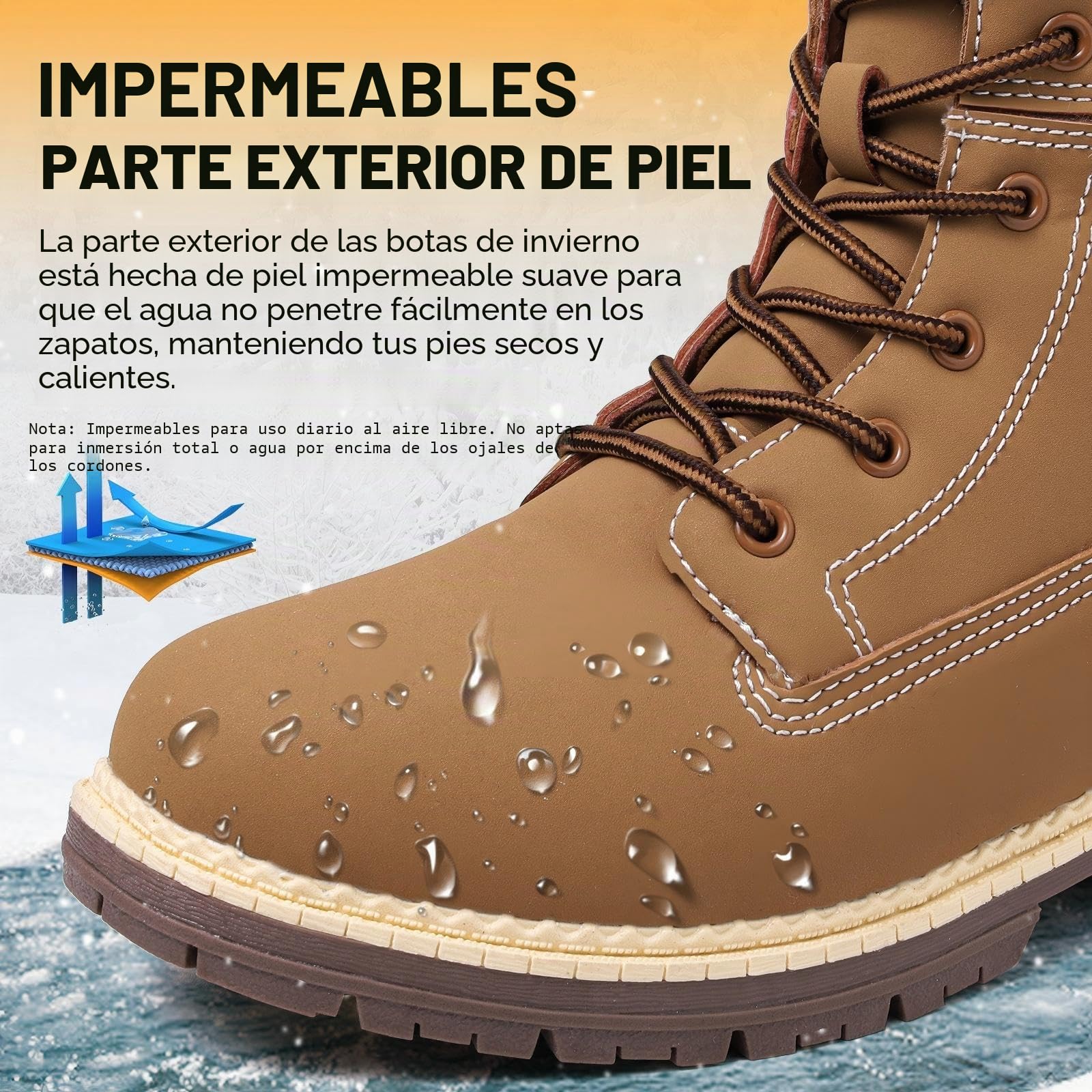 Mujer Botas Invierno Impermeables Botines de Nieve Senderismo Botas Calientes Fur Forro Boots Outdoor Antideslizantes Trekking Zapatos