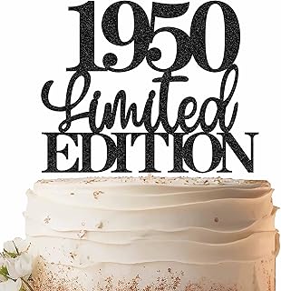 Limited EDITION 1950 Cake Topper - Black Glitter Happy 76th Birthday Party Cake Decoration Supplies, Cheer to 76 Years Cake Bunting Decor for 76th Birthday Party Photo Booth Props