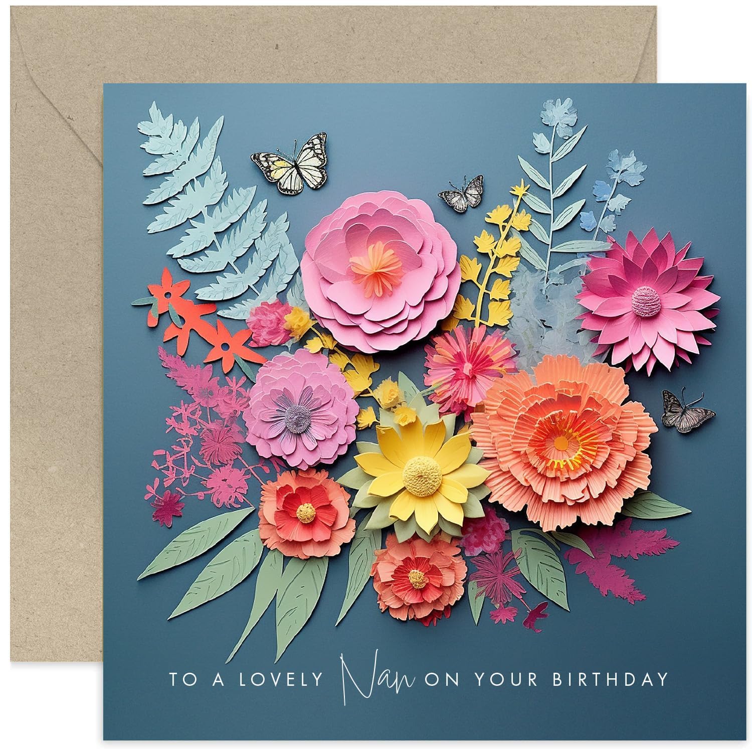 Old English Co. Biglietto Auguri 80° Compleanno Per Donna – Fiori Scuri E Farfalle