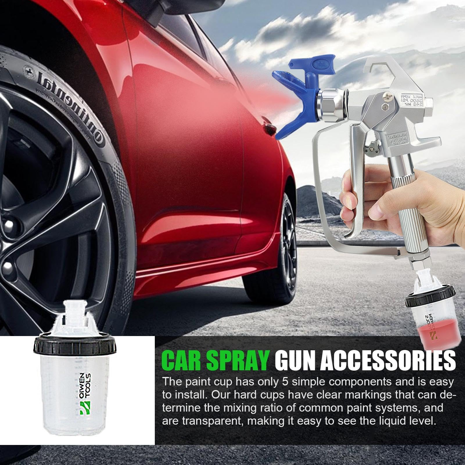 Vaso Mezclador para espray de Pintura, de Pintura, Juego de Pintura de Coche Reutilizable con Escala Clara | Herramientas y Equipos de Pintura, Pistolas de pulverización y Accesorios,