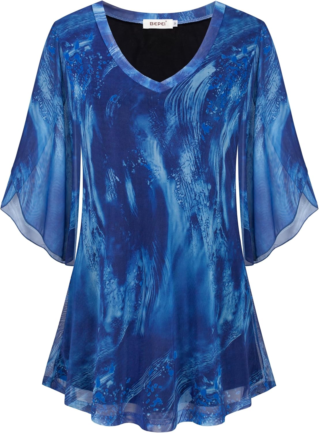 BEPEI Women's Tops 3/4 Sleeve Dressy Casual Blouses V Neck Double Layers Shirts - Image 4