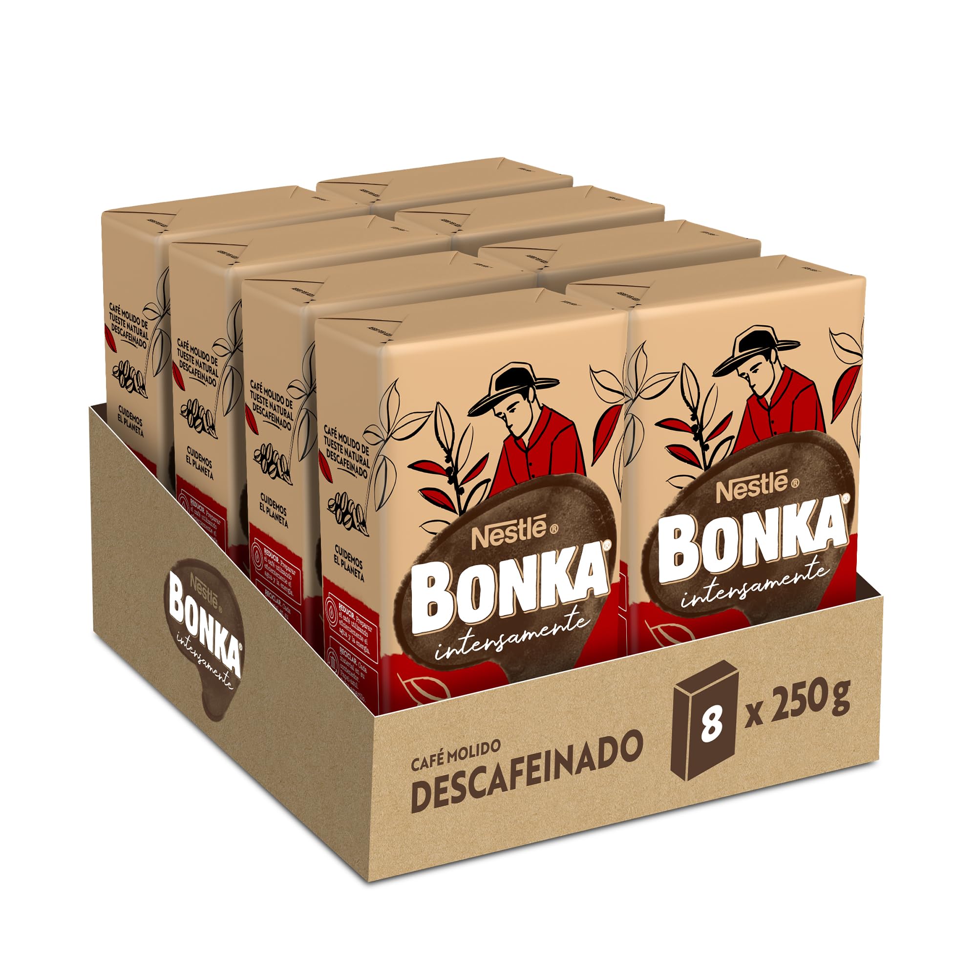 Bonka Entkoffeinierter gemahlener Kaffee, 250 g, 8 Packungen