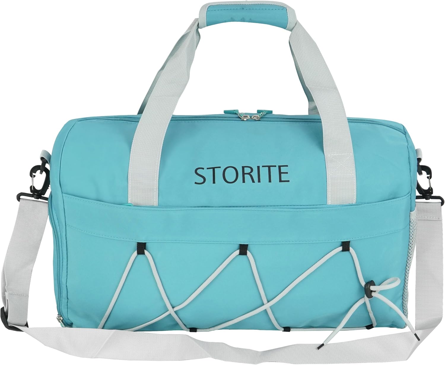 Storite Nylon Imported Travel Duffle Bag Muti- Pocket Sports Shoulder Bag for Women with Wet Pocket & Shoe Compartment Weekender Overnight Travel Luggage Bag, Sea Blue, Travel bag