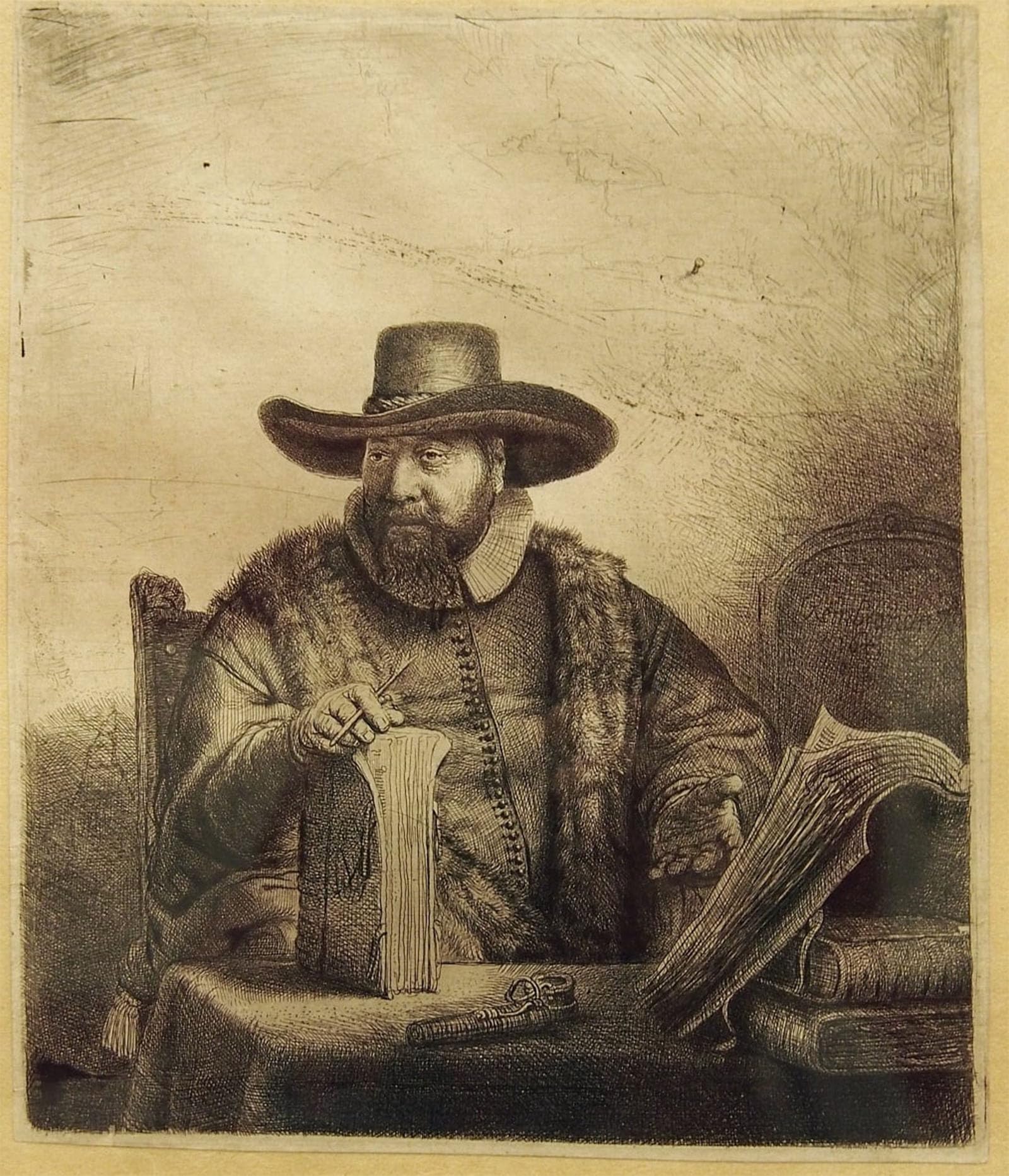 POSTERIIk Vintage Art Print Images Pictures Print Portrait of cornelis Claesz Anslo by Rembrandt van Rijn Modern Colour Posters for Office Home Decor 60x90cm