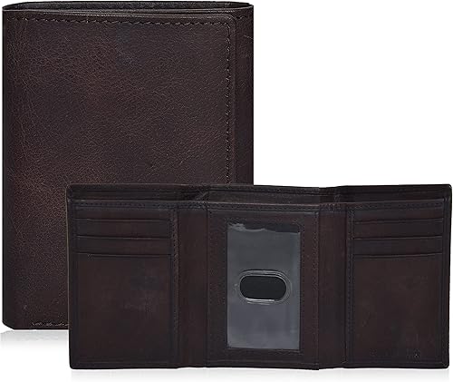 ESTALON Slim RFID Wallets for Men - Genuine Leather Front Pocket Trifold Wallet