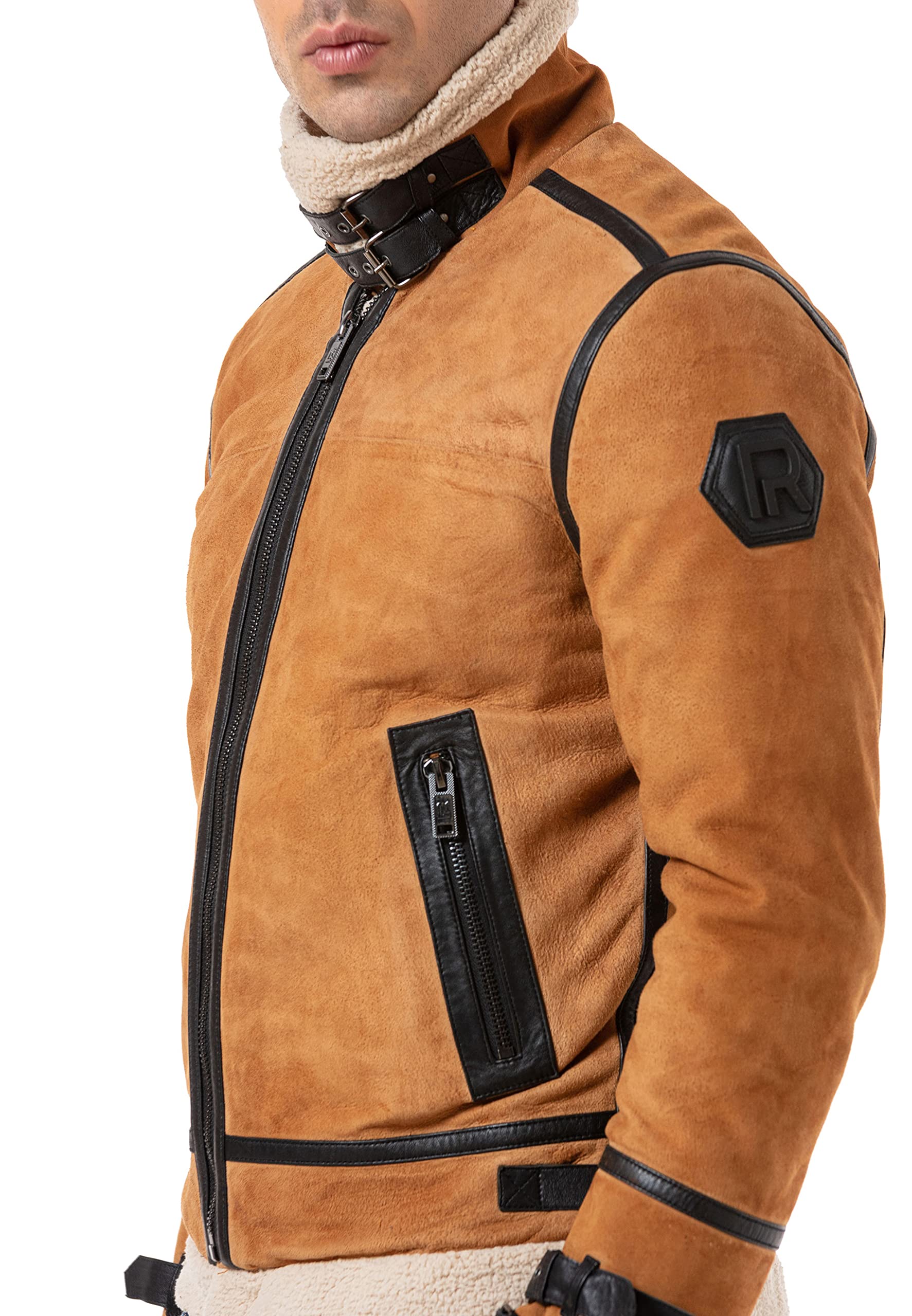 RED BRIDGE Chaqueta de cuero para hombre Forrada con pelo sintético