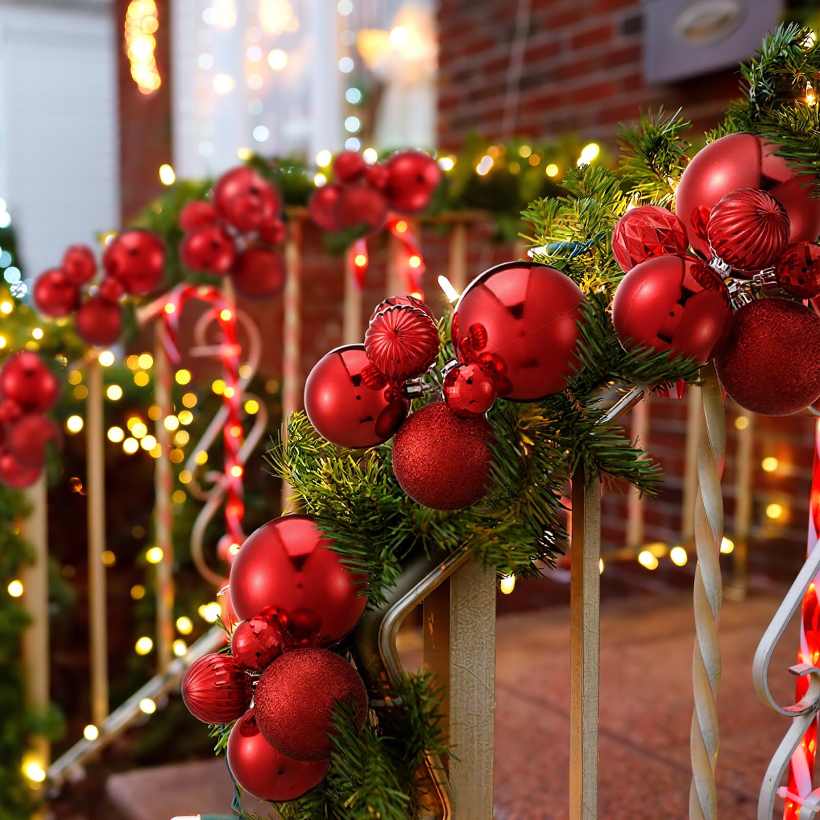 Soulchen 6 große Weihnachtskugel-Cluster, Set mit 6 Weihnachtsbaumkugeln, Ornament, Cluster für Weihnachtsbaum, Weihnachtsdekoration, Rot, matt