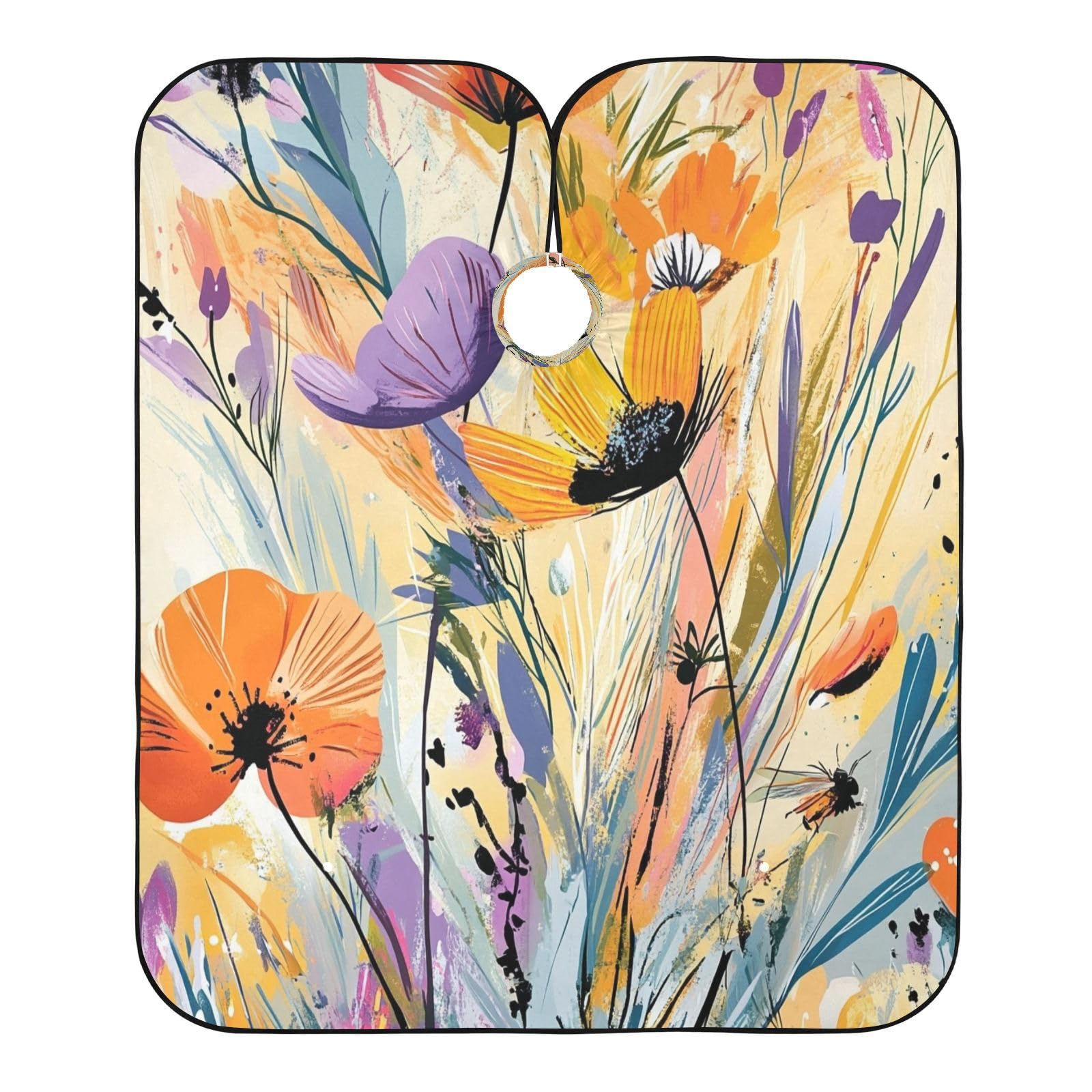 Kigai Colorful Flowers Hair Cutting Cape for Men & Women Waterproof Barber Cape Professional Hairdressing Salon Styling Apron with Adjustable Closure Snap
