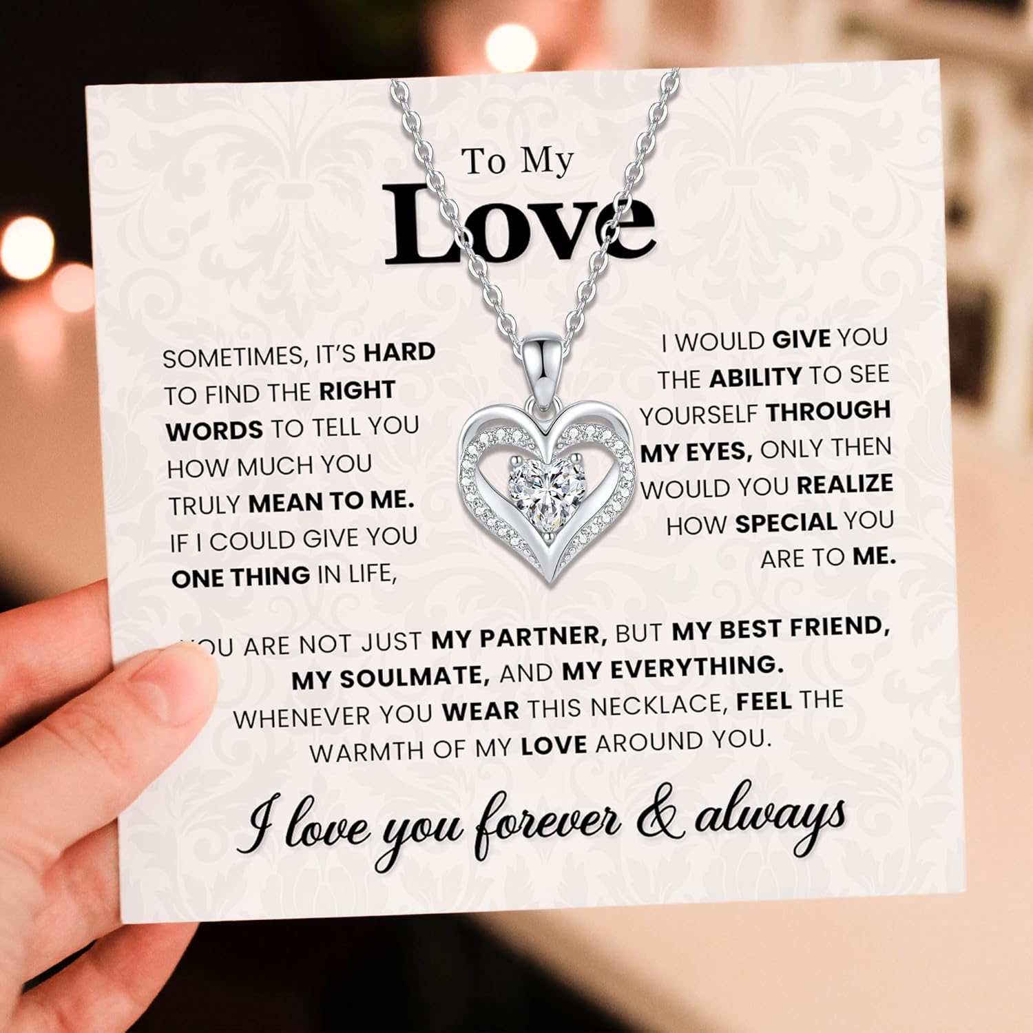 To My Wife Necklace from Husband- Gifts for Girlfriend, Fiancé, Soulmate Jewelry for Women on Christmas, Birthday, Anniversary & Valentine's Day - Image 2