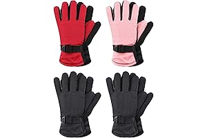 4 Pairs Kids Winter Gloves Waterproof Snow Ski Gloves Warm Unisex Camouflage Gloves