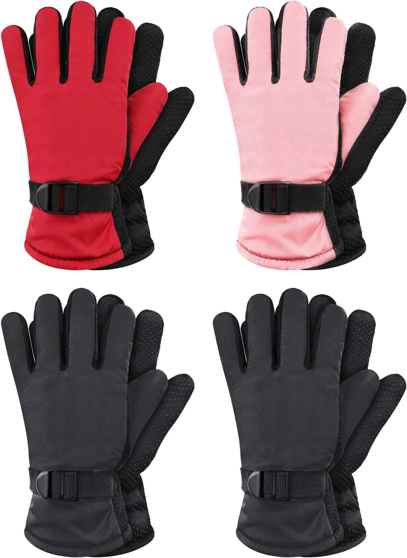 4 Pairs Winter Gloves for Kids Waterproof Snow Ski Gloves Girls Boys Warm Unisex Youth Clothes for Cold Weather