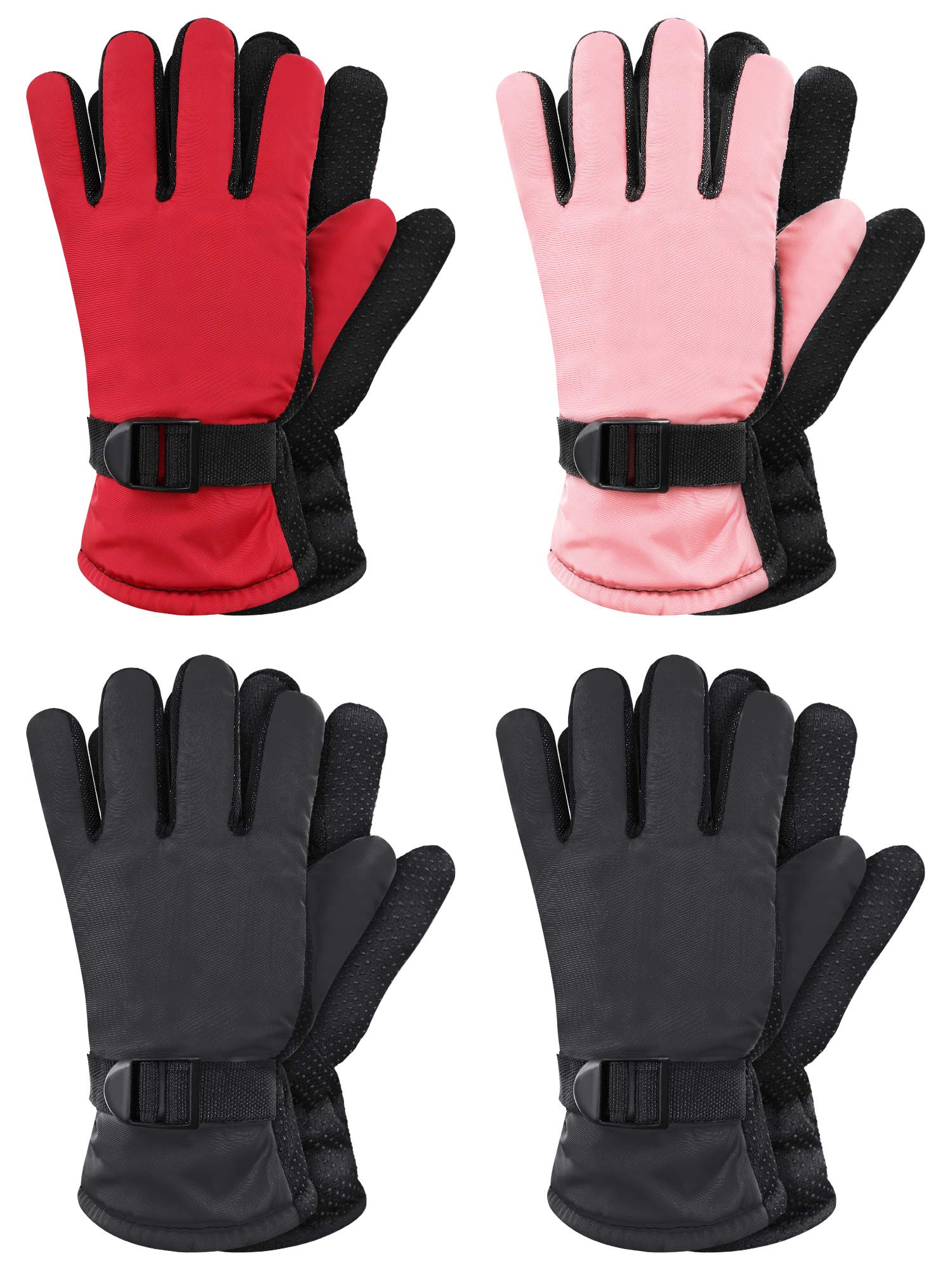 4 Pairs Winter Gloves for Kids Waterproof Snow Ski Gloves Girls Boys Warm Unisex Youth Clothes for Cold Weather