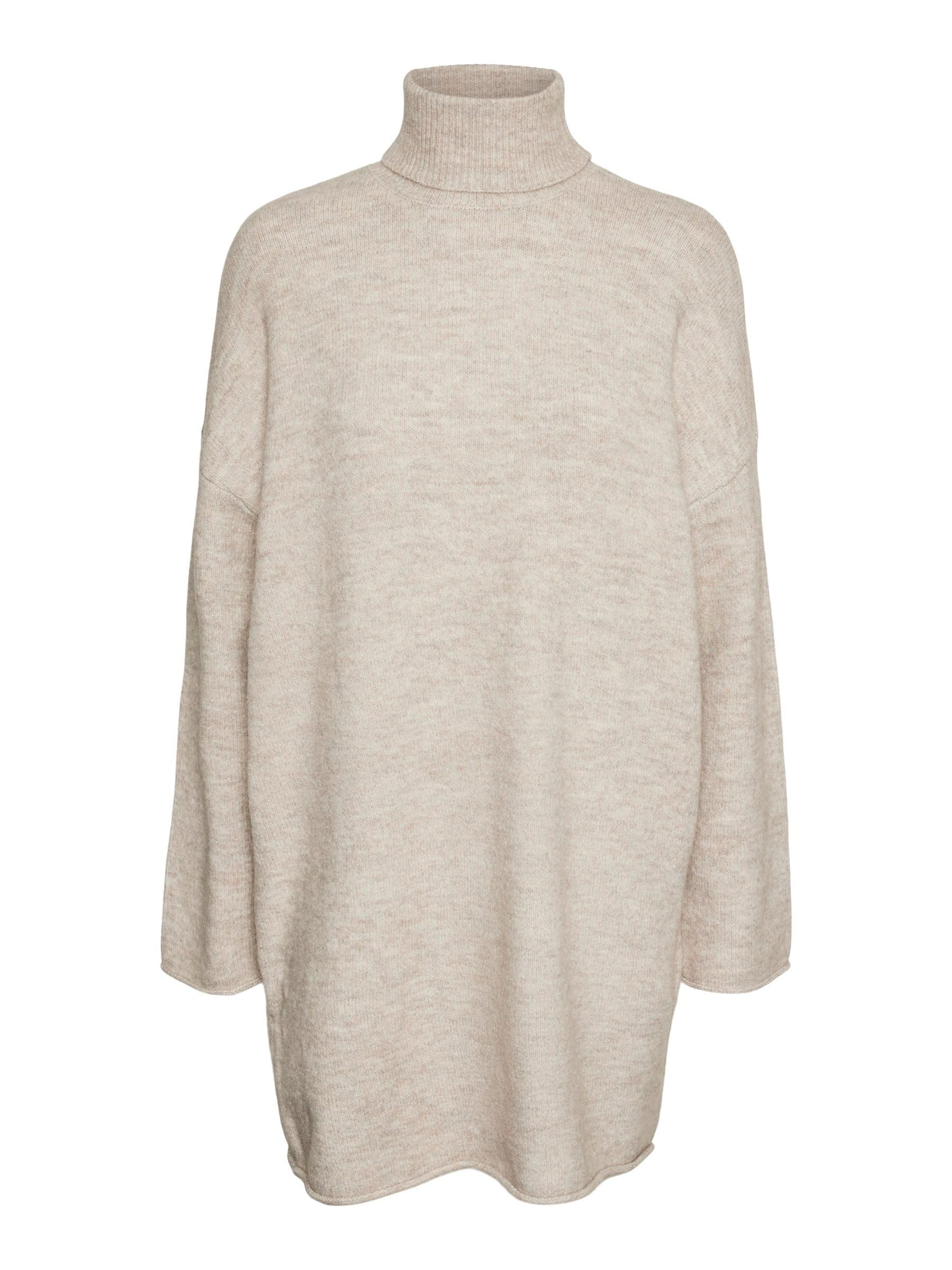 VERO MODA Women's Vmgemma LS Rollneck Knit Dress VMA Noos Jumper Dress, Plaza Taupe, M
