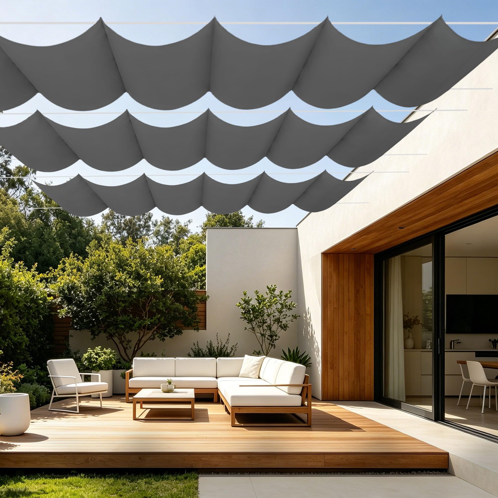 Toile d'ombrage rétractable 200x300 cm pour stopper la chaleur du soleil sur le balcon