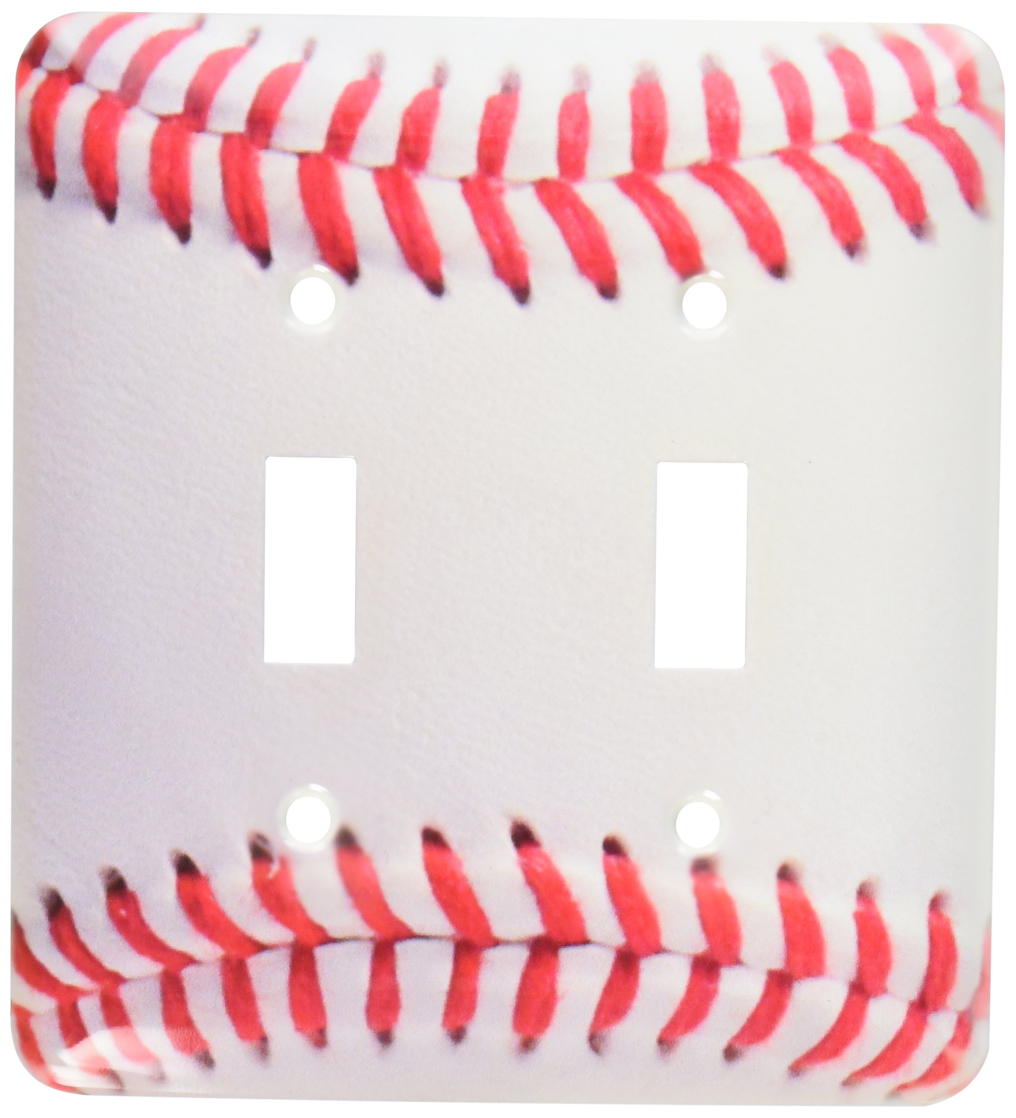 3dRose LLC lsp_120270_2 Baseball Close-Up Photography Print White and Red Base Ball Macro Photo for Sporty Sport Fans Double Toggle Switch