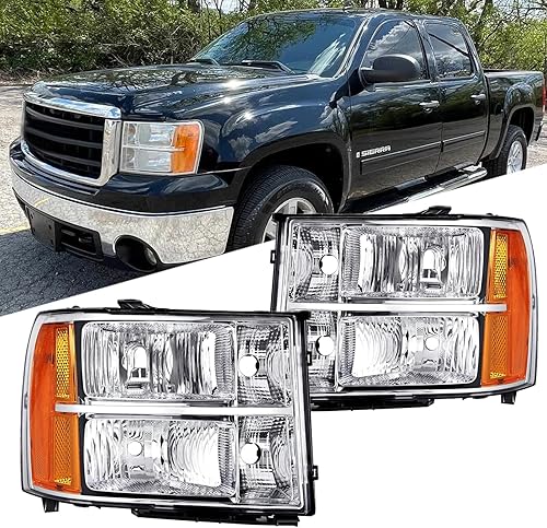 Conjunto de faros delanteros compatible con GMC Sierra 1500 2007-2013, GMC Sierra 2500HD 3500HD 07-14, repuesto para faros delanteros izquierdo y