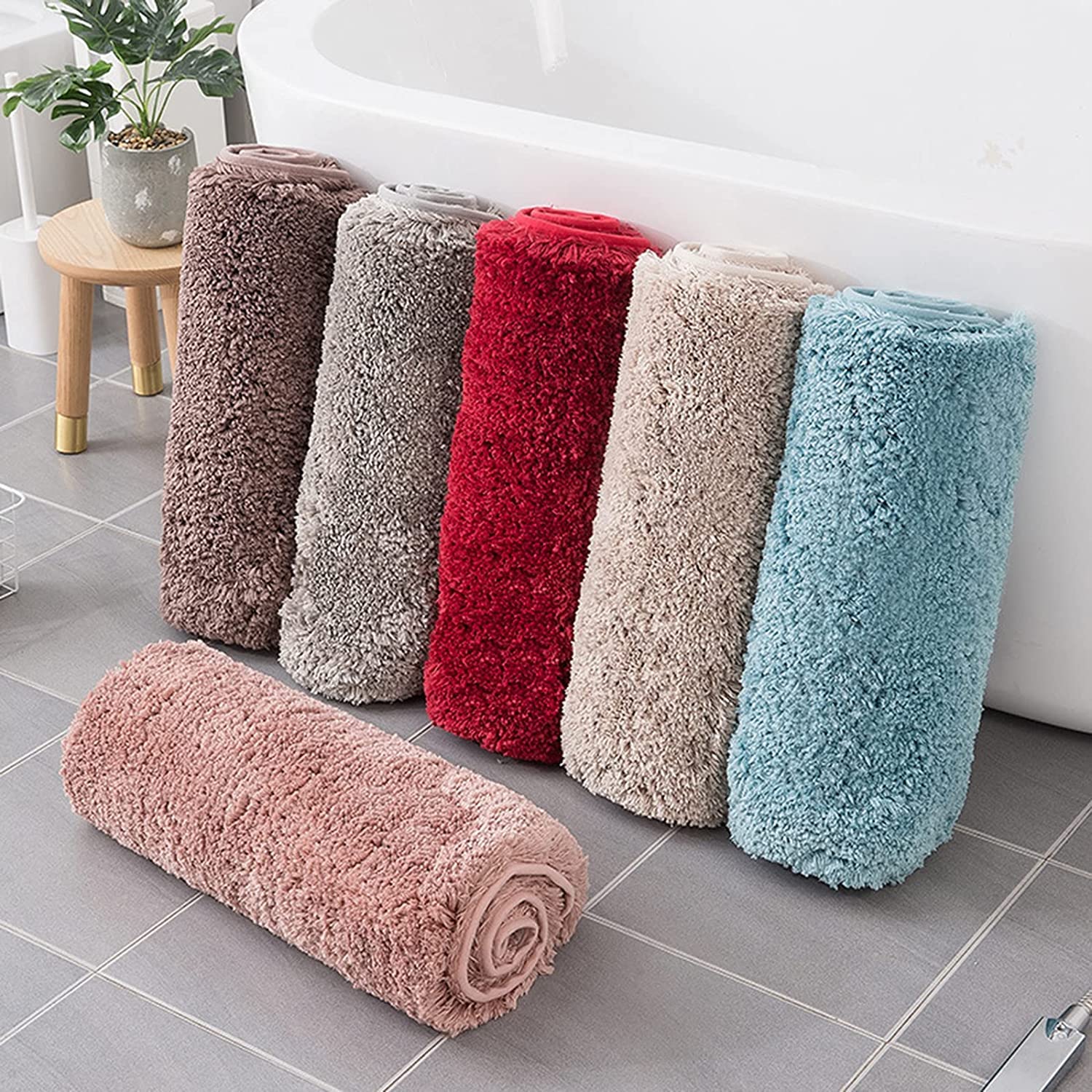 ZLZNX rutschfeste Badematte Verdickter Badvorleger für Badezimmer Saugfähiger Ultra weicher Badvorleger Teppich Flauschiger Mikrofaser Nachttisch Teppich Bodenmatte,03,60X90cm