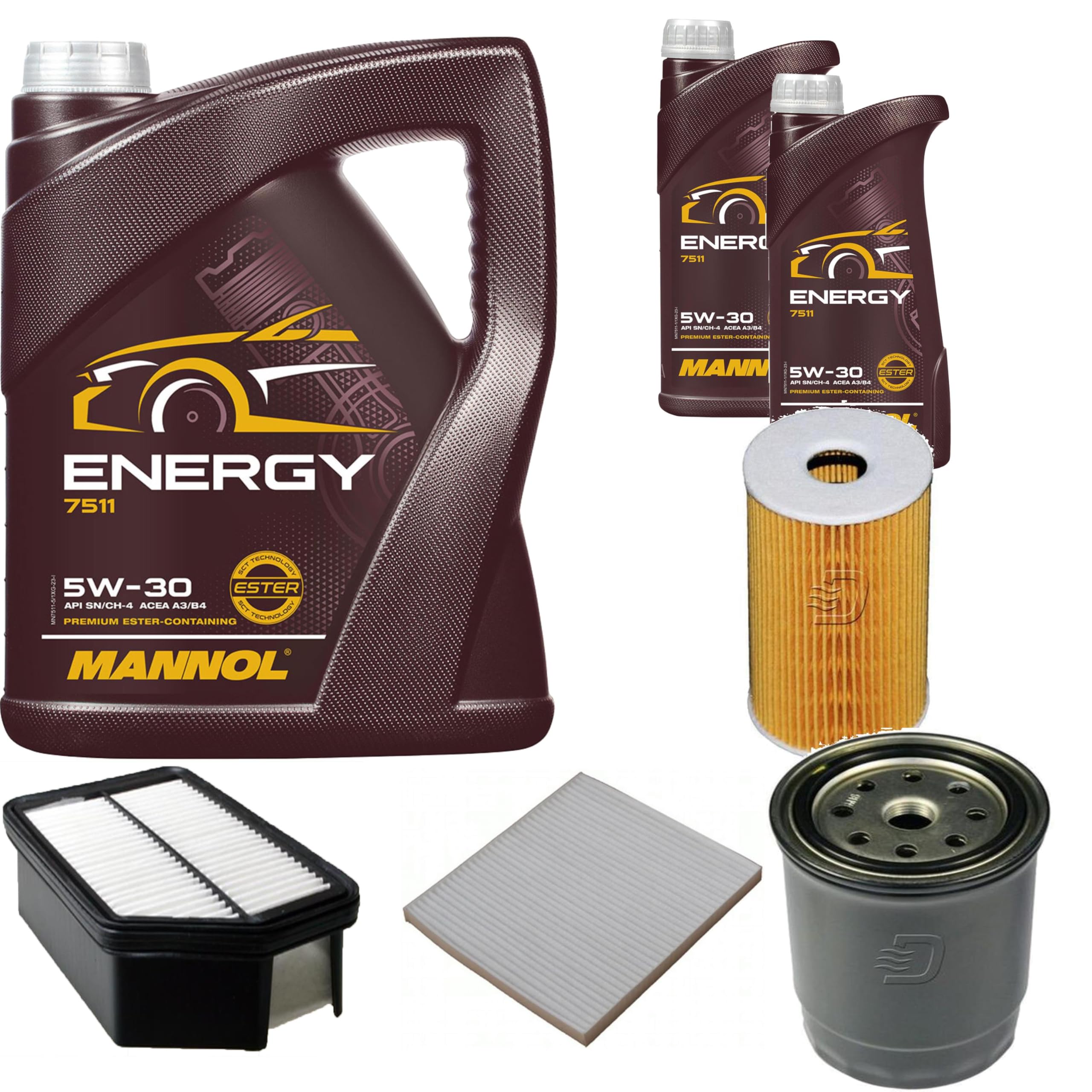 Paquete de inspección Kit de mantenimiento de filtros con Energy 5W-30 7L, filtro de habitáculo, filtro de combustible, filtro de aire, filtro de aceite