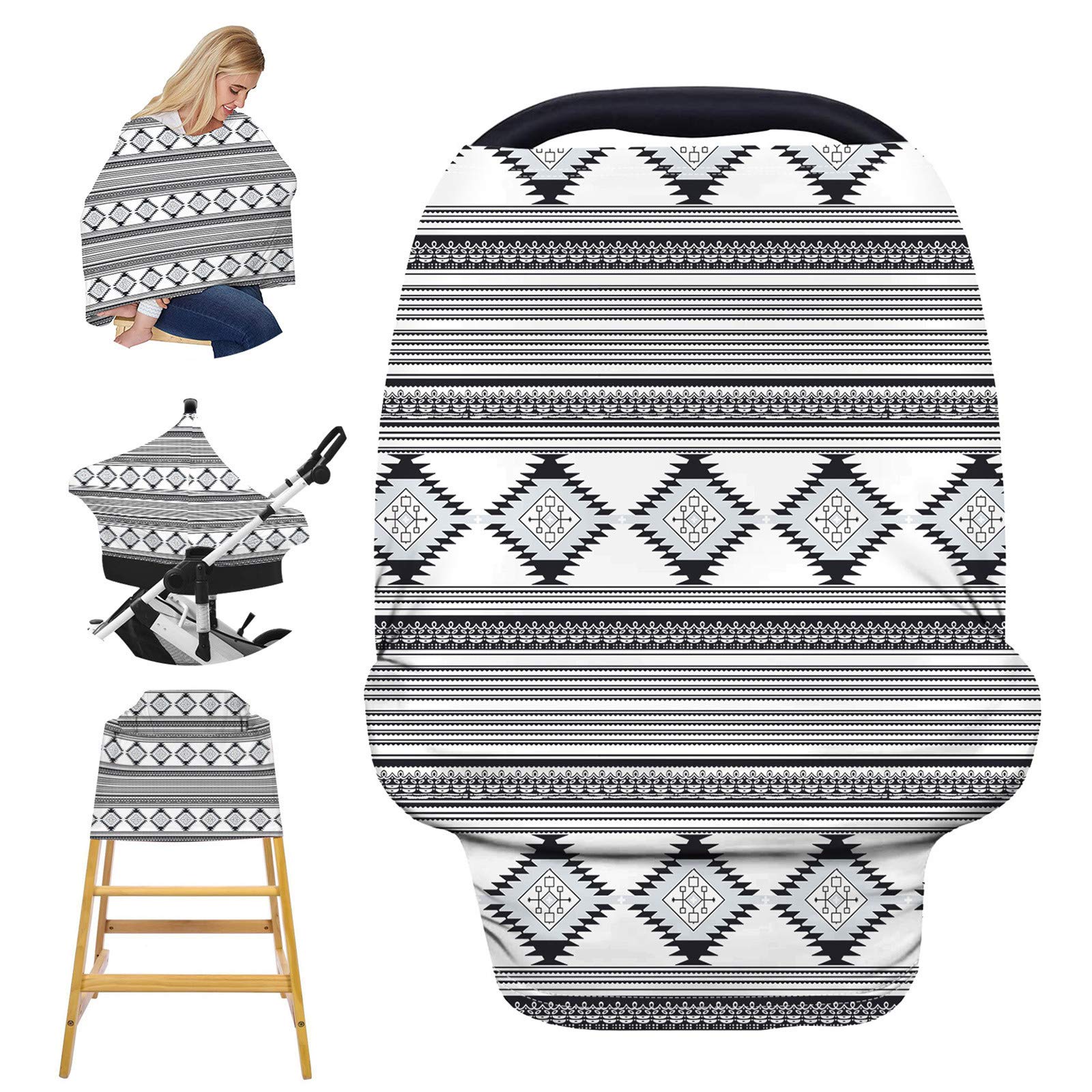 Nursing Cover for Breastfeeding, Stretchy Car Seat Cover for Babies, Soft Breathable Breastfeeding Cover, Stroller Covers, Shopping Cart Cover, Multi-Use High Chair Cover, Baby Shower Gifts