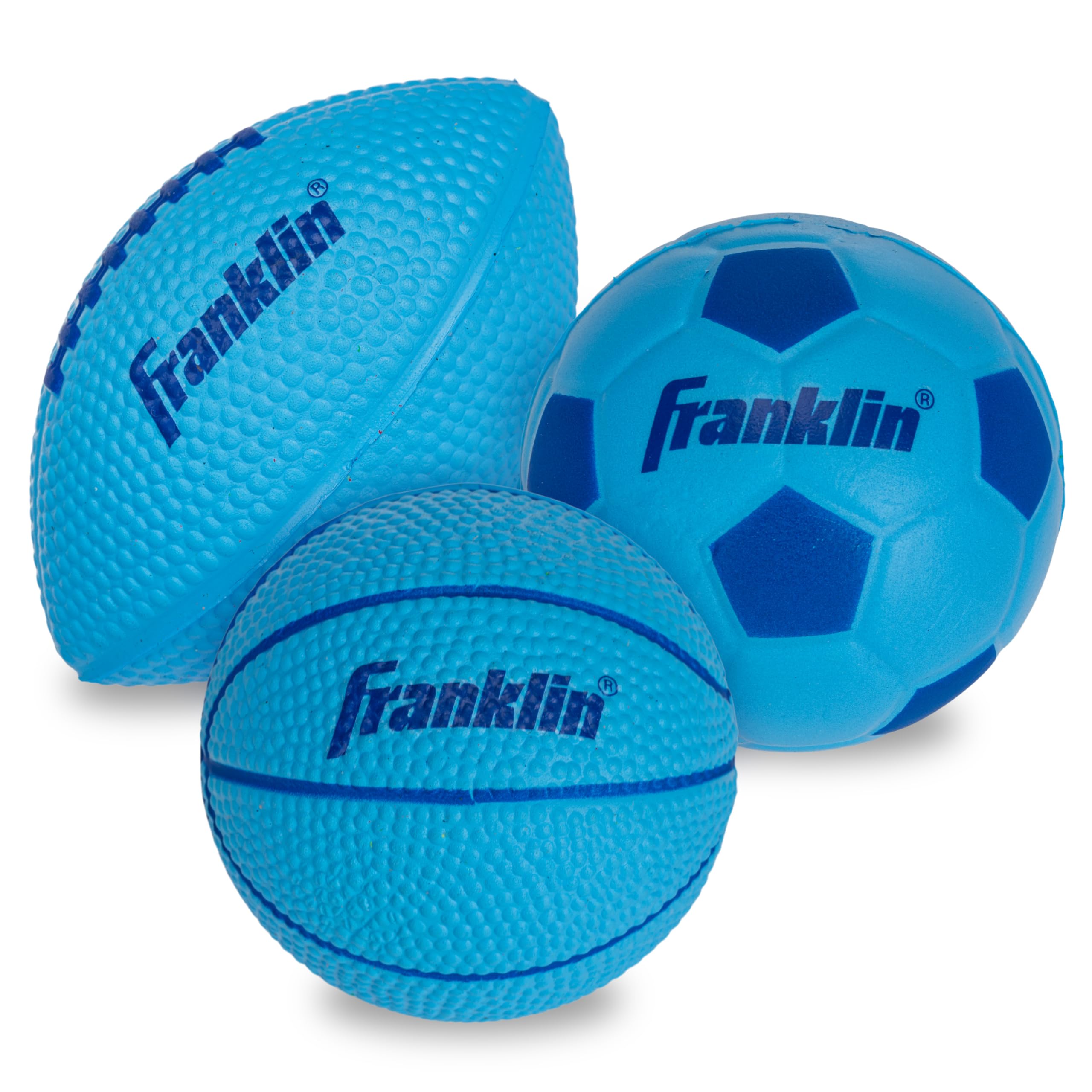 Franklin Sports Kids Foam Sports Balls - Mini Foam Footballs, Basketballs + Soccer Balls for Kids - Indoor + Outdoor Soft Toy Equipment - Perfect Backyard + Practice Toys