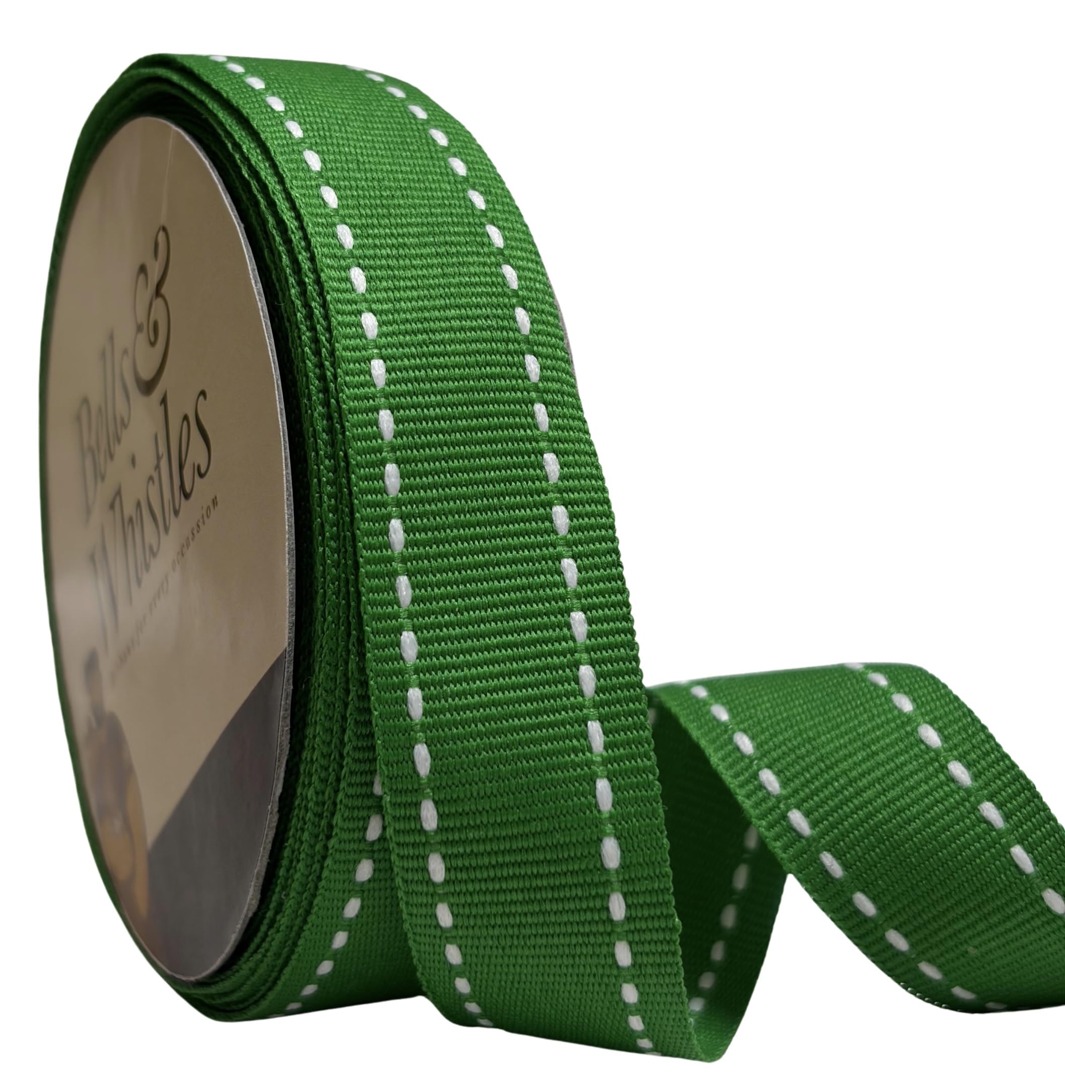 Bells&Whistles Solid Grosgrain Ribbon with Threaded Edges | Length: 10 Yards Width: 1 inch | (Solid Green)-image-20