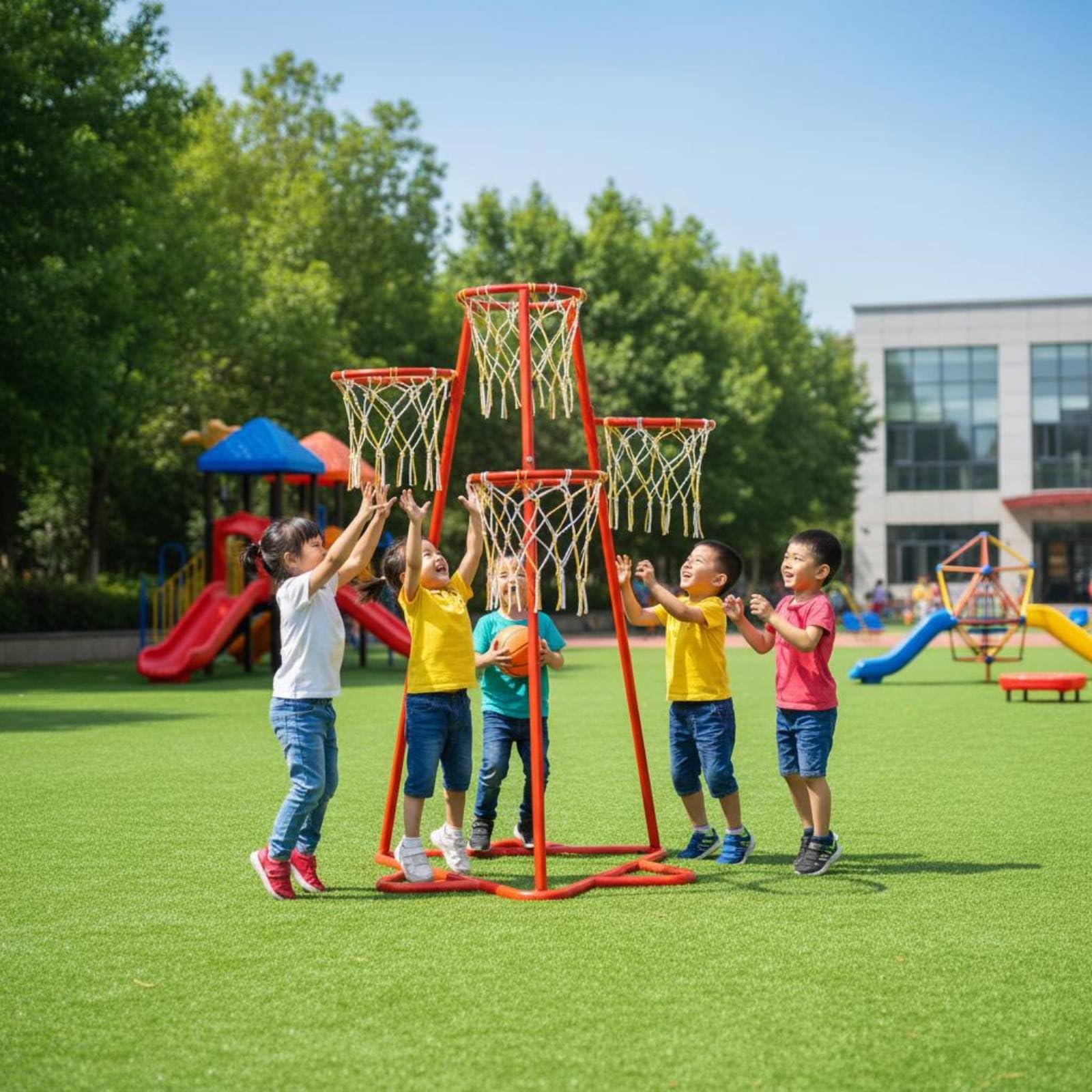 Milageto Canasta Infantil Multi Uso Interior y Exterior Soporte Lanzamiento Multicanasta Seguro Juguete para Niños