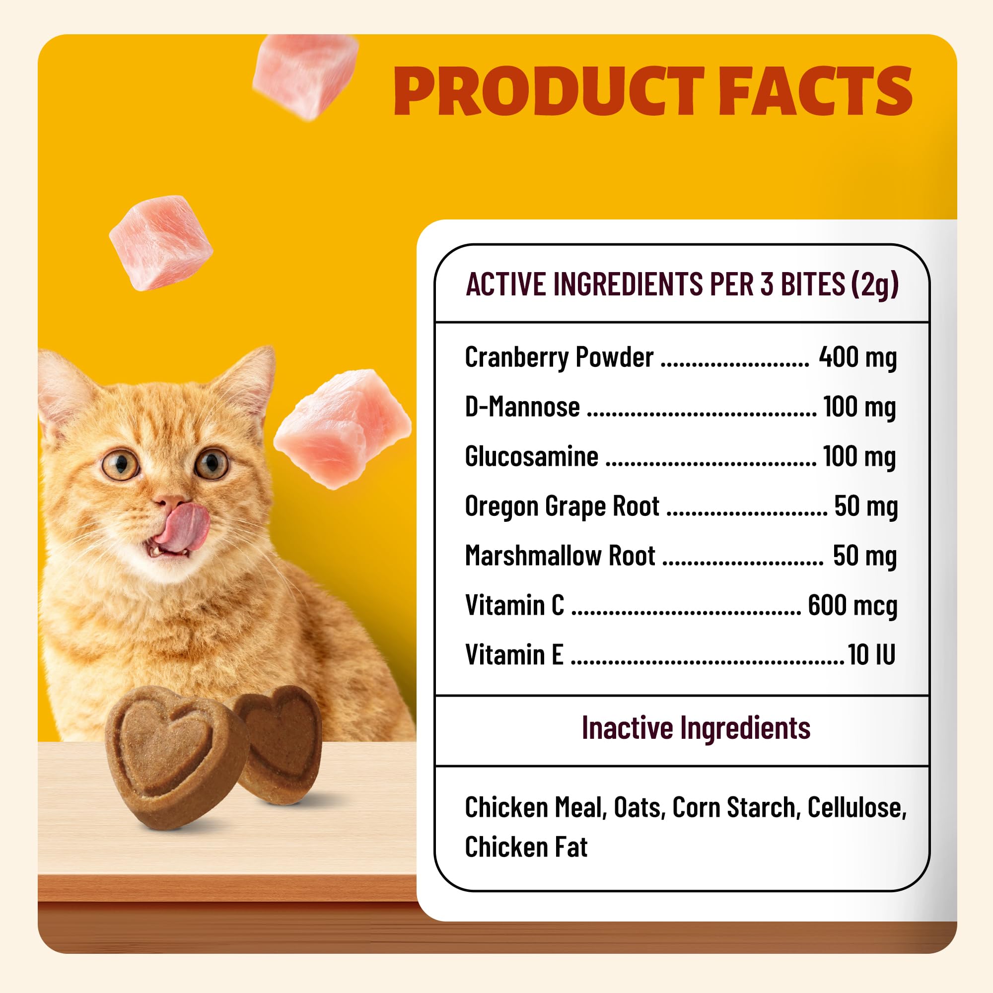 Multibites 330 Chews Cranberry Bites for Cat UTI Treatment with D-Mannose and Marshmallow Root, Bladder Control Supplements for Cats Kidney&Urinary Tract Health, Natural Ingredients Cat Urinary Treats - image 7