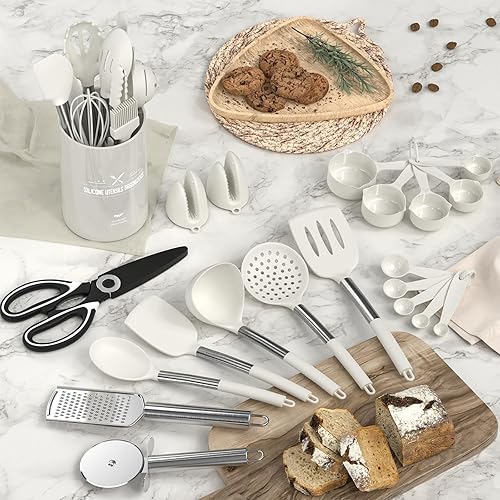 Miniatura 2 de AIKKIL Juego de utensilios de cocina - 30 utensilios de cocina con volteador, espátula, cuchara, pinzas, rallador, resistente al calor, de silicona