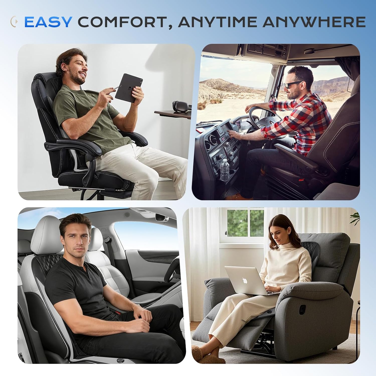 Coverado Cooling Car Seat Cover with High-Velocity Turbo Fan, Powerful Blowing & Suction Pad, 12V-24V Ventilated Cushion, 3-Speed Adjustable Airflow, Universal Fit for Car SUV Truck Van（Gray）