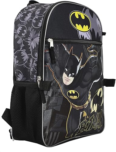 Miniatura 4 de BIOWORLD Juego de mochila Batman de 5 piezas para hombre (niño pequeñoniño grande), gris, talla única
