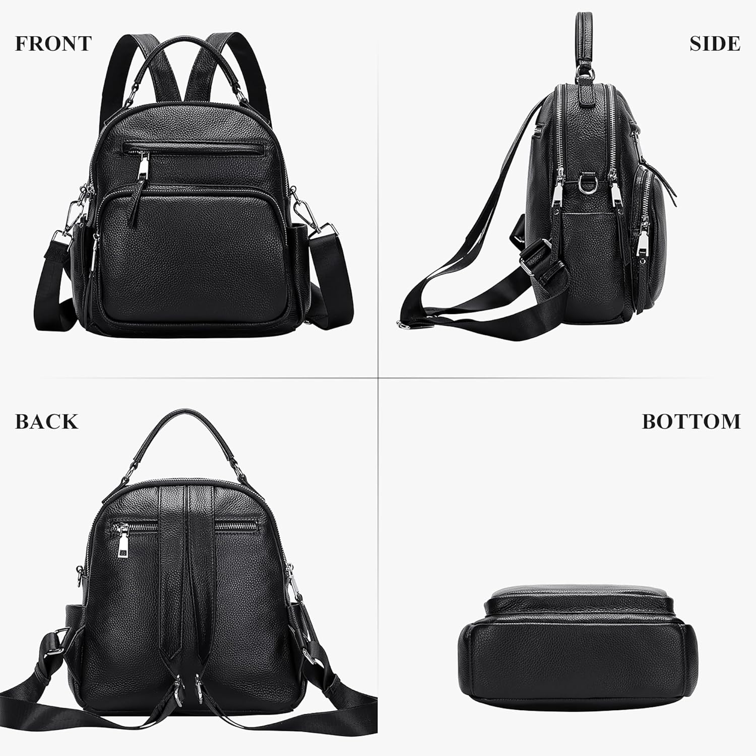 ALTOSY Genuine Leather Backpack for Women Small Convertible Backpack Purse Ladies Shoulder Bag 4 in 1 to Carry - Image 4