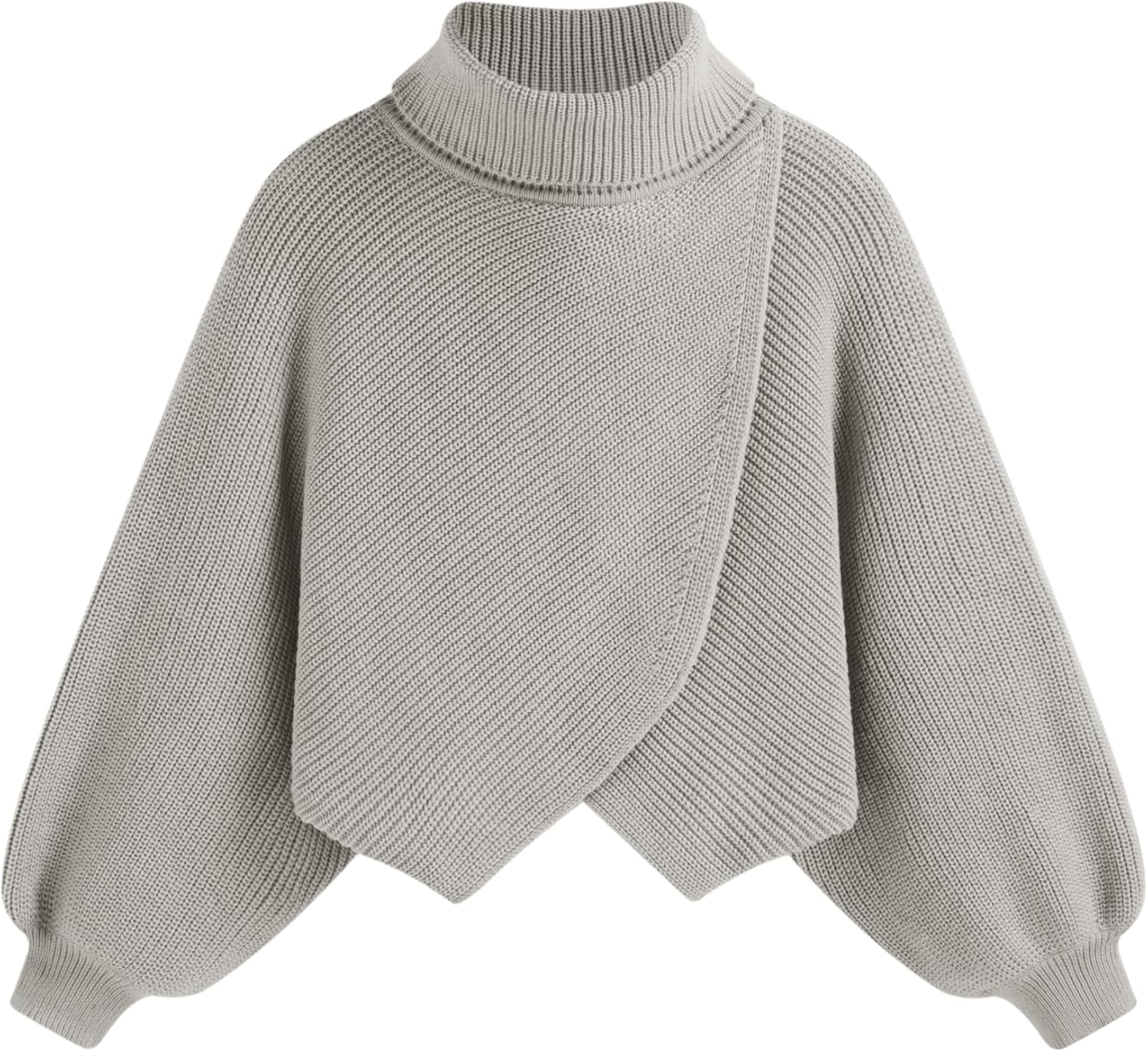 CIDER High Neck Solid Knitted Long Sleeve Crop Sweater Curve & Plus