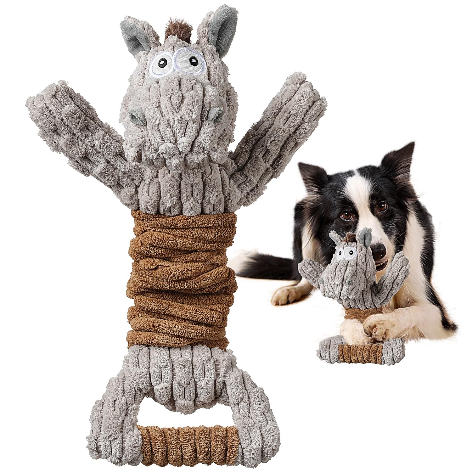 Sedioso Hundespielzeug, Tauziehen Plüschhundespielzeug, süßes quietschendes Hundespielzeug mit Crinkle-Papier, gefüllte Hundekauspielzeug für Welpen, kleine, mittlere, große Hunde