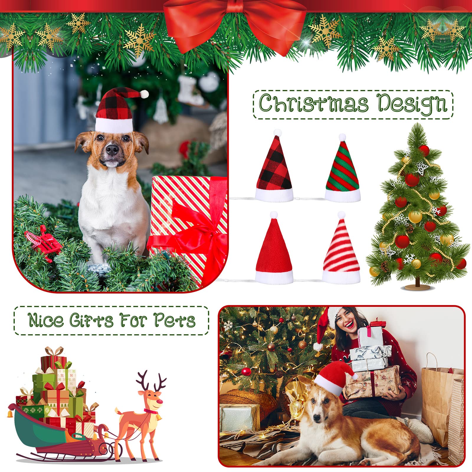 24 Stück Weihnachtsmützen Für Haustiere - Hund & Katze, Weihnachtsmann Kostüm, Weicher Plüsch, Für Weihnachtsparty & Fotos