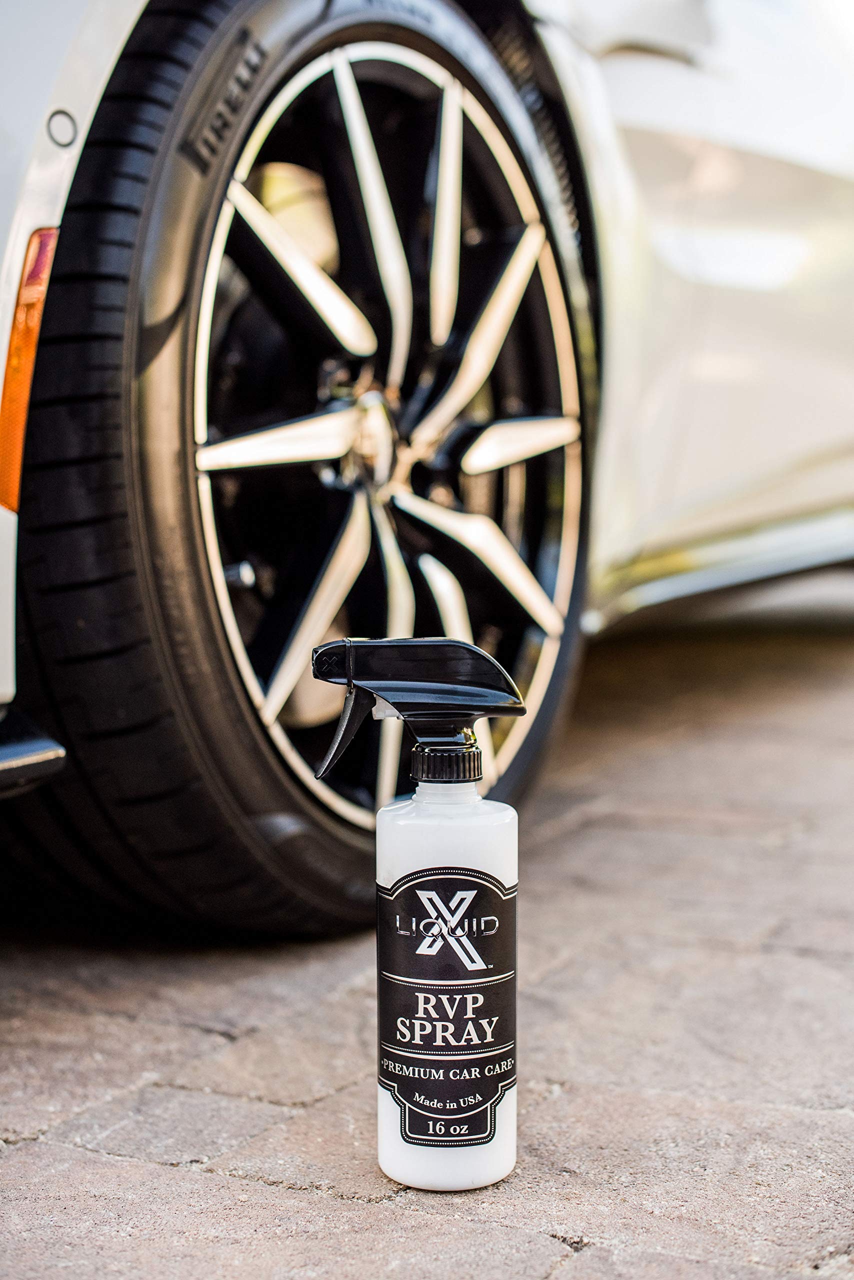 Liquid X R.V.P. Spray - Premium Tire Dressing for Any Rubber, Vinyl & Plastic - Non Greasy, Satin Finish - Added UV Protection, No-Sling (16 oz)