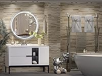 Vista 55 de Hasipu Espejo de baño LED con luces de 40 x 26 pulgadas, espejo de luz con marco de metal negro para tocador, antiniebla, regulable, 3