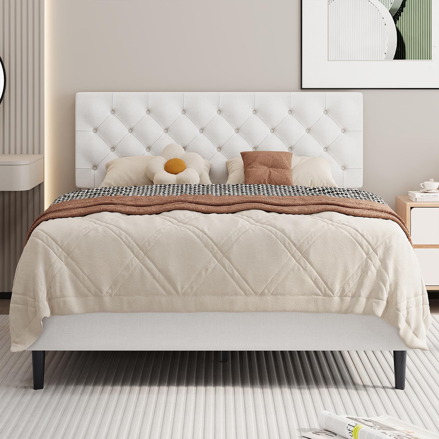 BarnFurin Full Tufted Headboard Frame