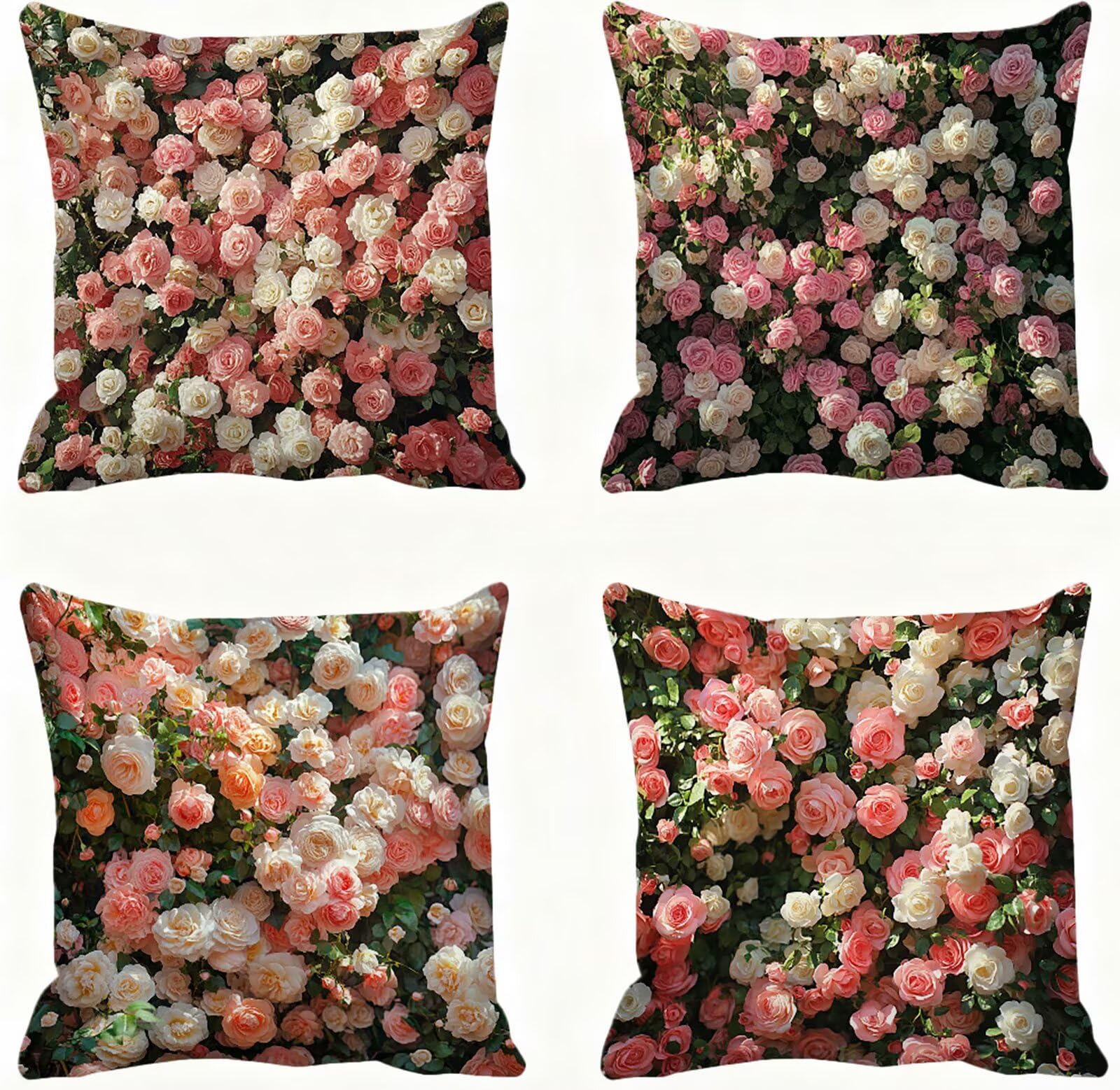 Rose Housse Coussin 60x60 Fleur Taie Oreiller 60x60 Lot de 4 Super Doux Protege Oreiller 60 x 60 Decoration Automne Taie D'oreiller Carrées Coussin Canape, pour Maison Chambre Canapé Chaise E - 530