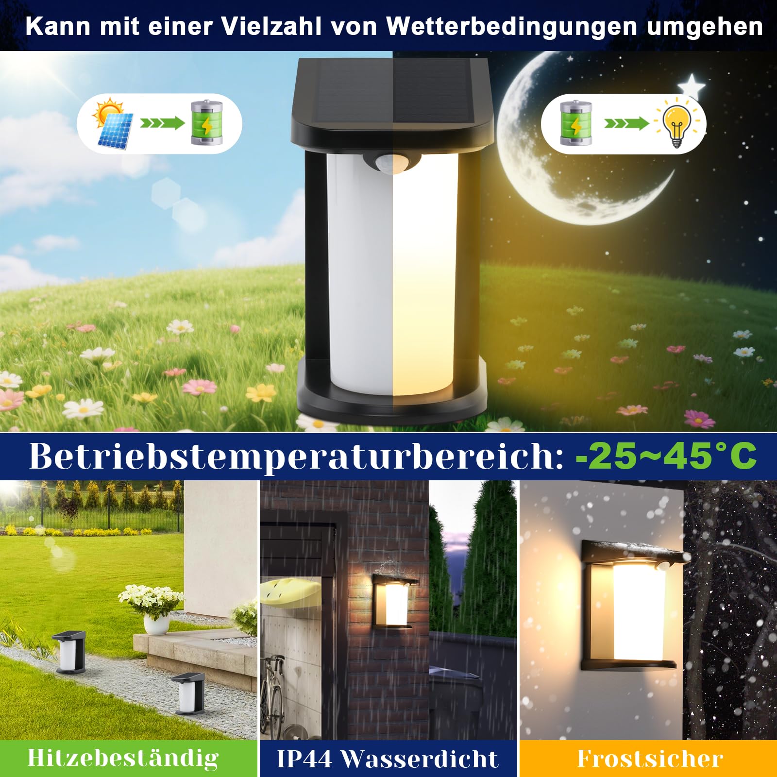 CBJKTX Solarlampen für Außen mit Bewegungsmelder - 6ER LED | Solar Wandleuchte Aussen Solarleuchte Garten Outdoor 2 Modi Wasserdichte Aussenleuchte 3000K Warmweiß für Hof Stufen Haustür